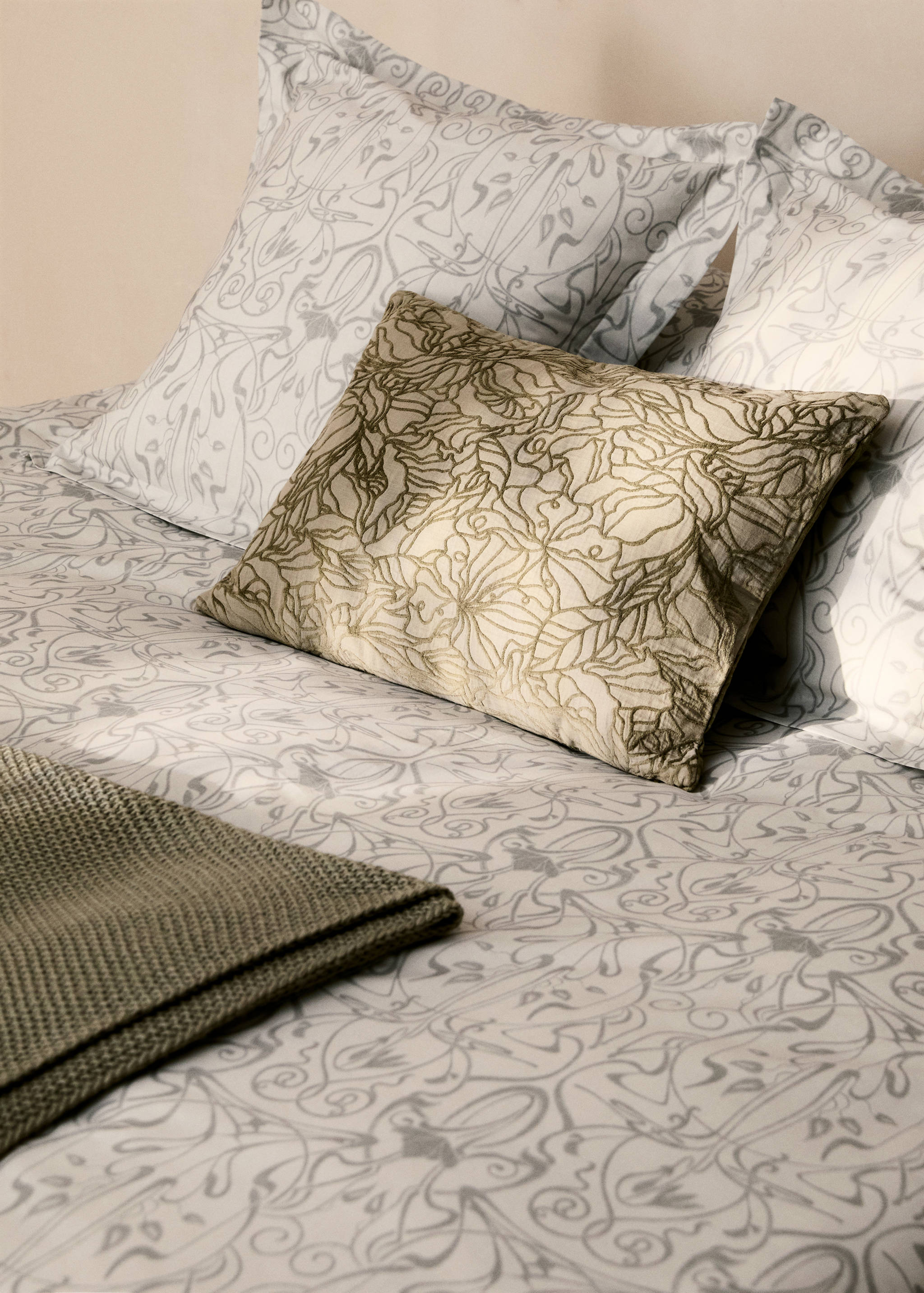 Cotton percale duvet cover with ornamental print for 150/160 cm bed - Details of the article 7