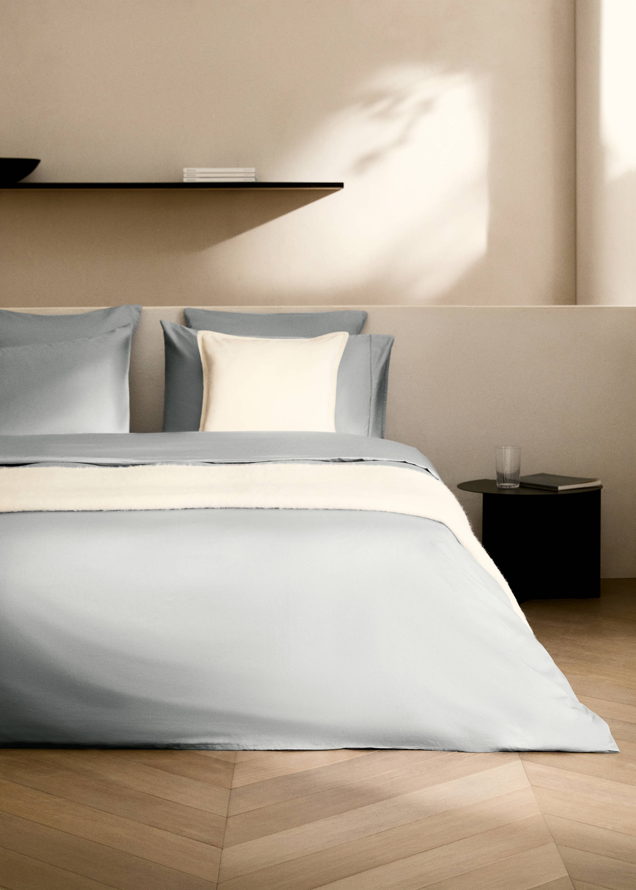 600-thread count satin cotton duvet cover Single bed - General plane