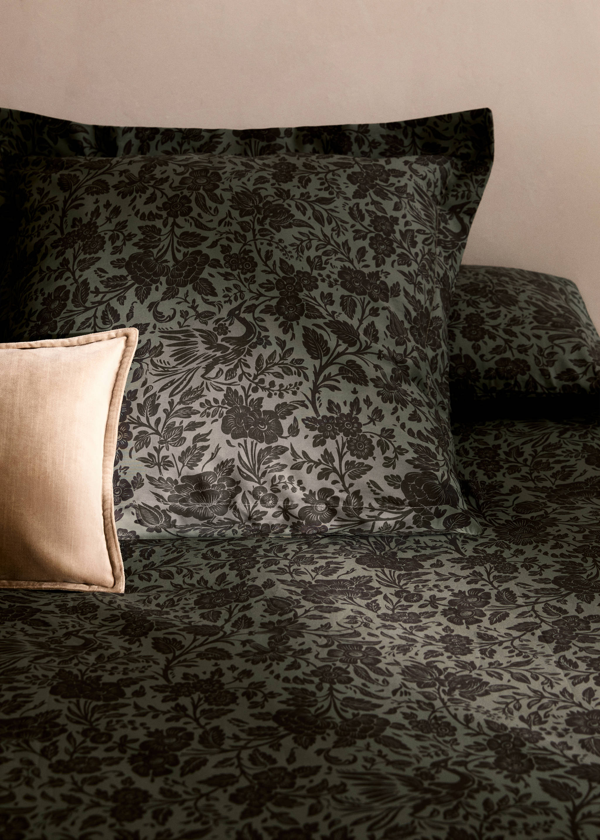 Cotton percale floral two-tone printed duvet cover for 135/140cm bed - Details of the article 7