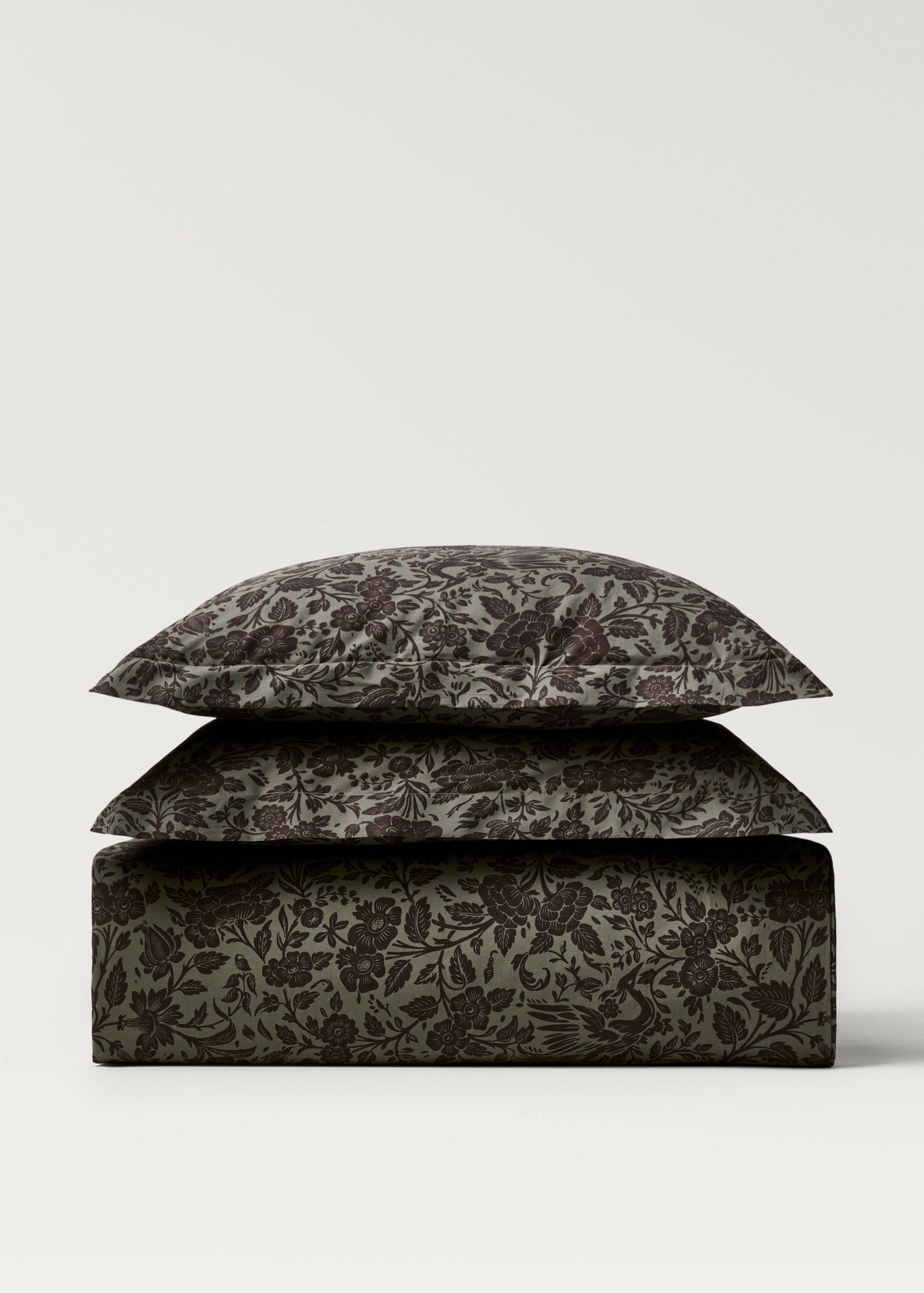 Cotton percale floral two-tone printed duvet cover for 135/140cm bed - Article without model