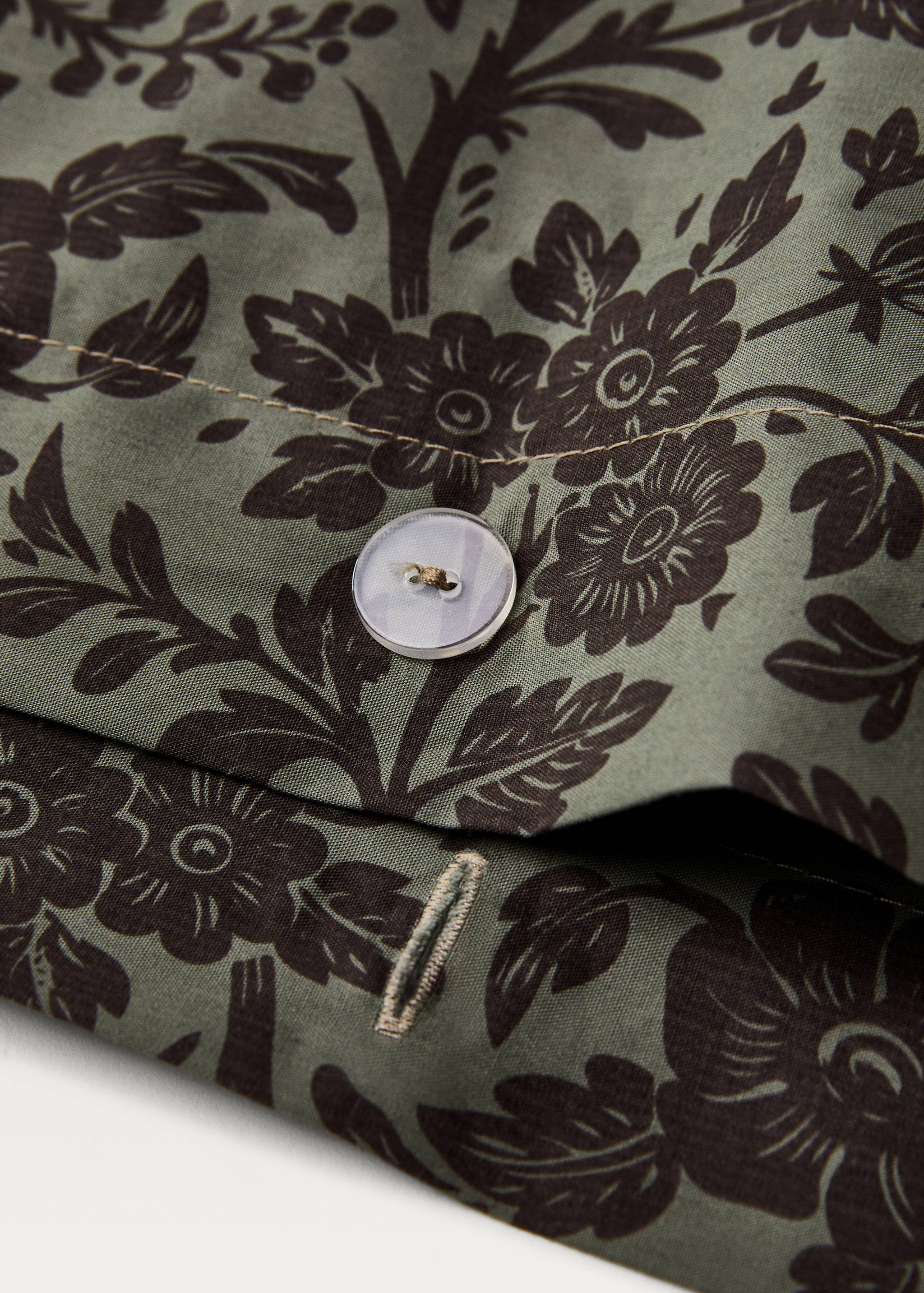 Cotton percale floral two-tone printed duvet cover for 135/140cm bed - Details of the article 2