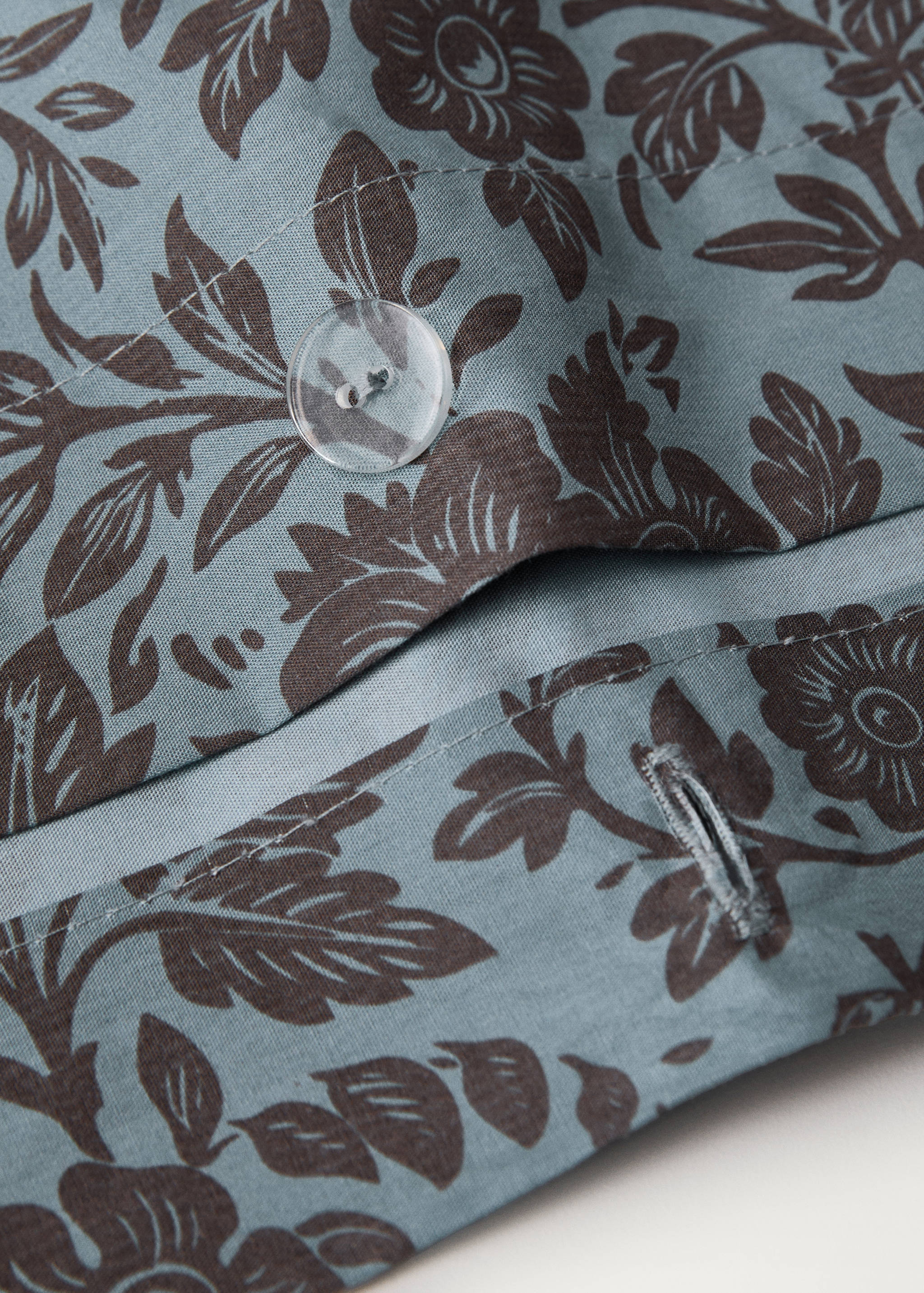 Cotton percale floral two-tone printed duvet cover for 135/140cm bed - Details of the article 1