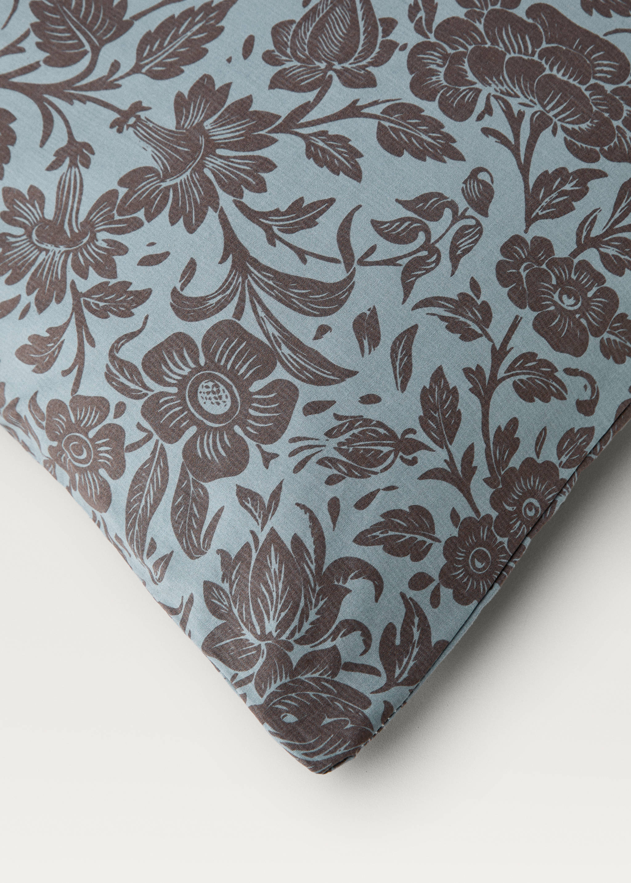 Cotton percale floral two-tone printed duvet cover for 135/140cm bed - Details of the article 2