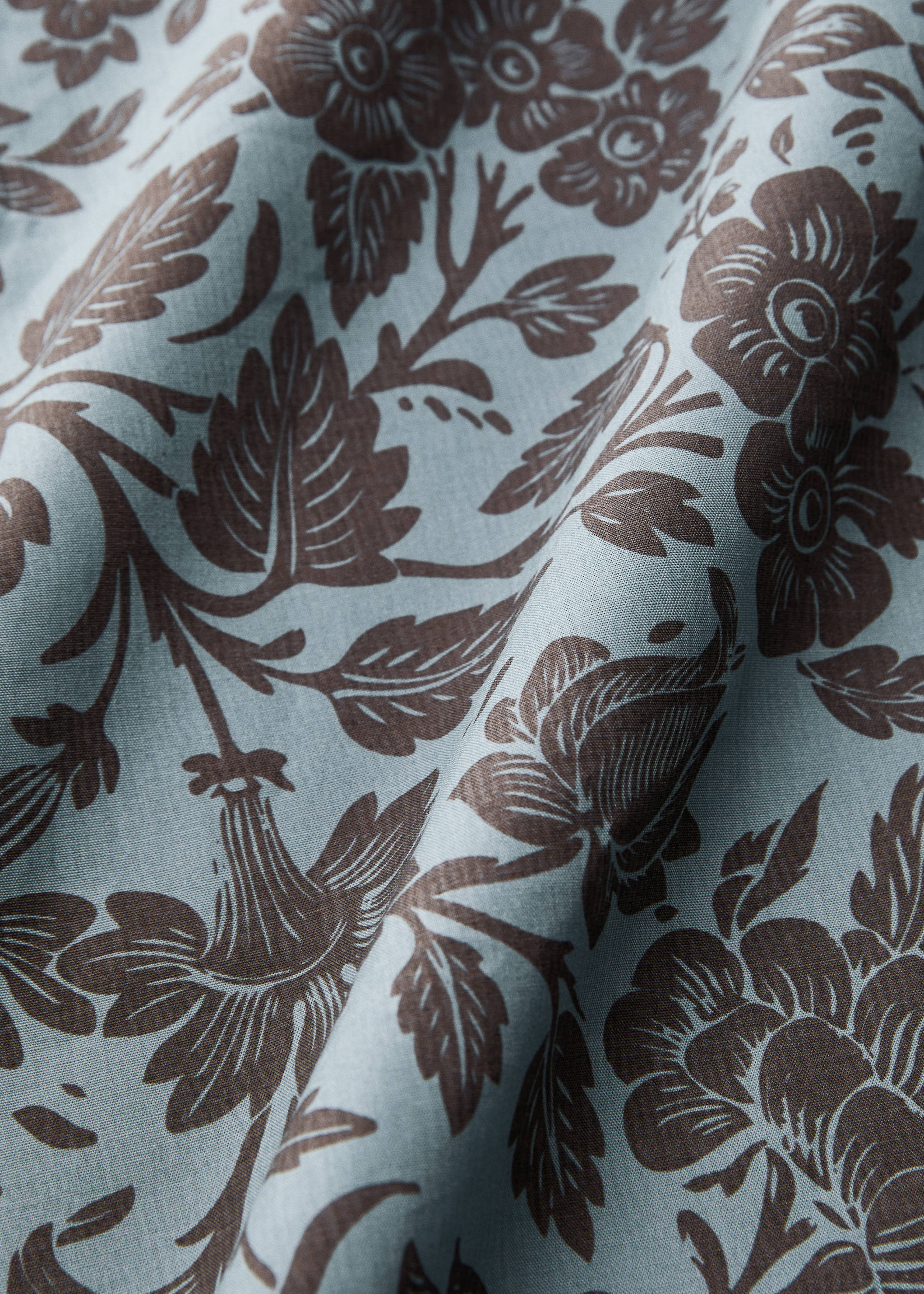 Cotton percale floral two-tone printed duvet cover for 135/140cm bed - Details of the article 3