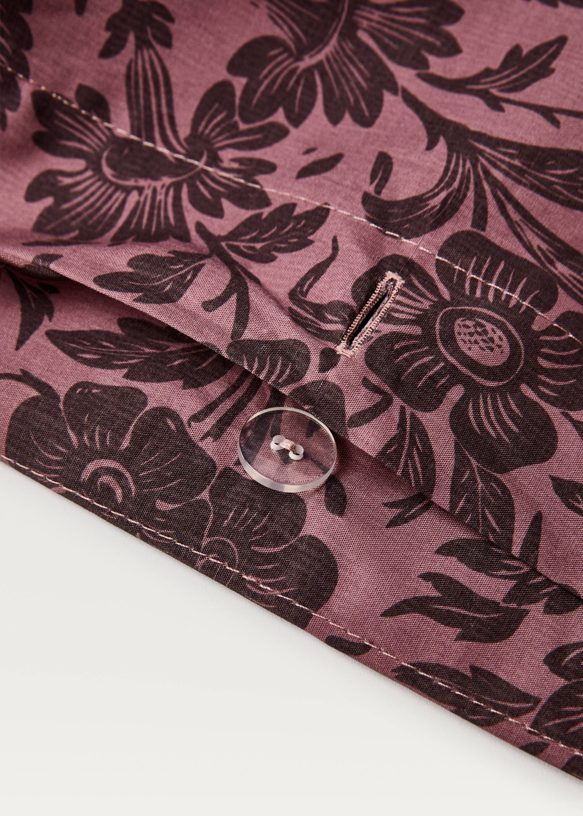 Cotton percale floral two-tone printed duvet cover for 135/140cm bed - Details of the article 2