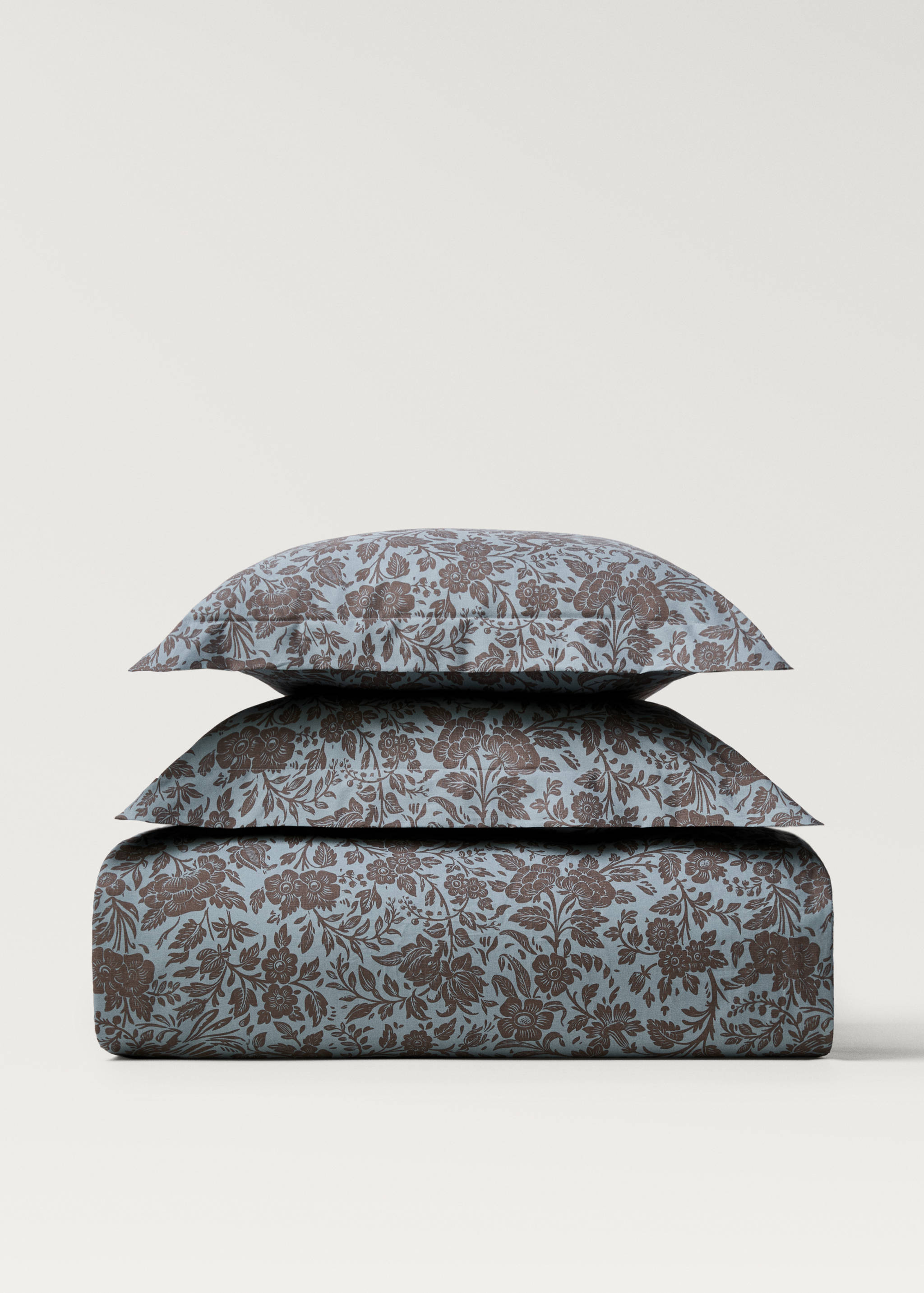 Dekbedovertrek van percal katoen met tweekleurige bloemenprint bed 150/160 cm - Artikel zonder model