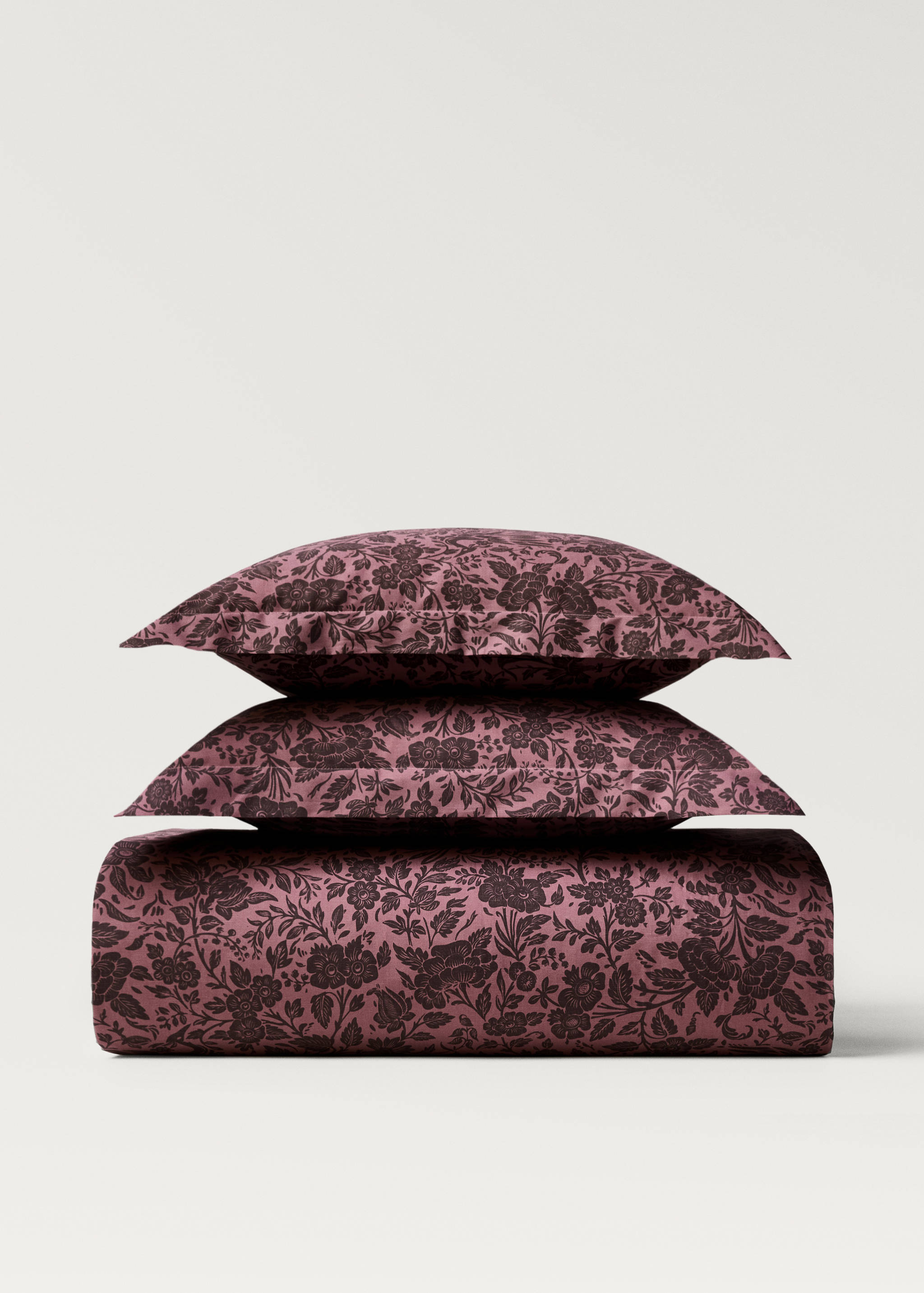 Dekbedovertrek van percal katoen met tweekleurige bloemenprint bed 150/160 cm - Artikel zonder model