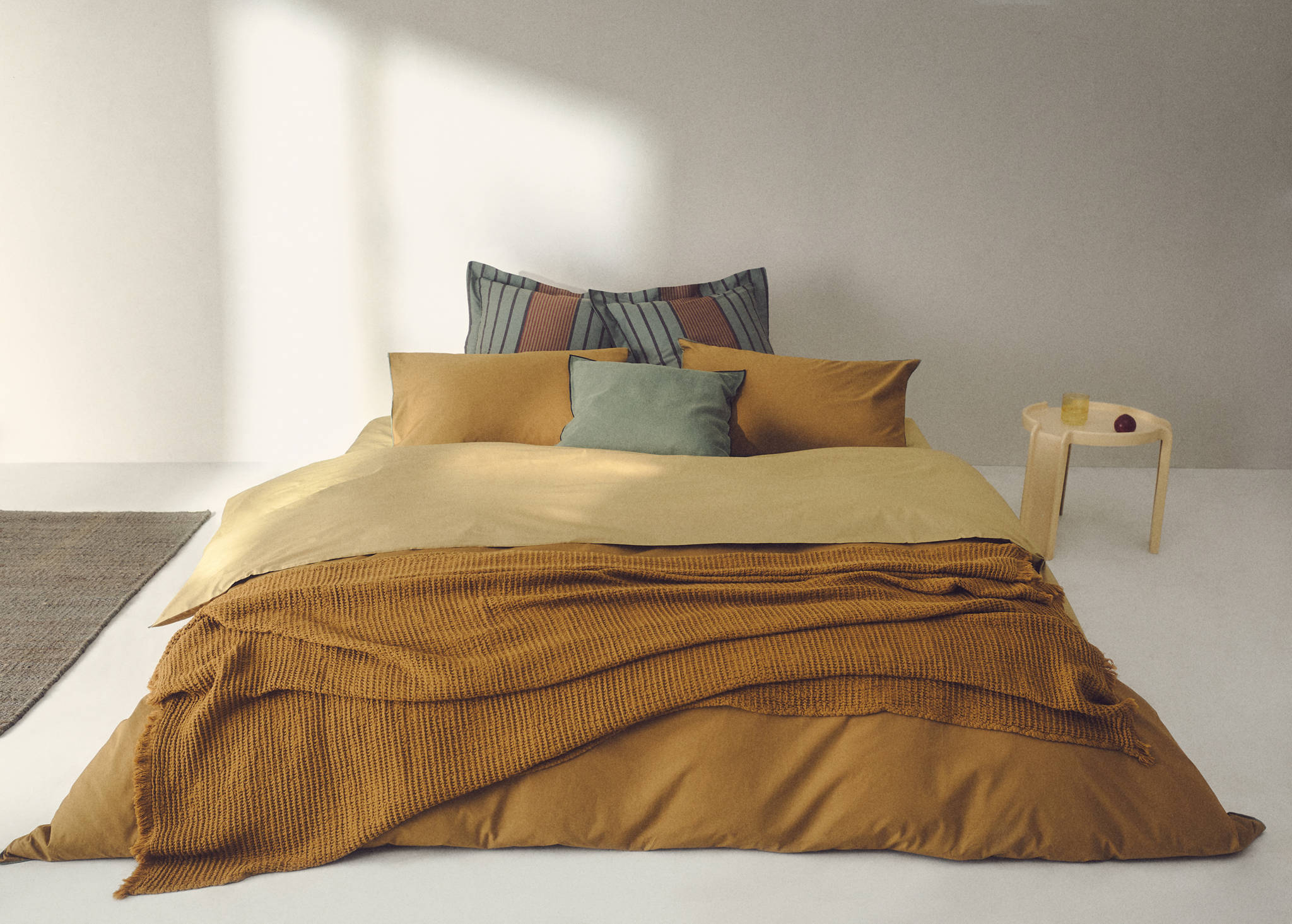 Reversible percale cotton duvet cover King bed - Panoramic plane