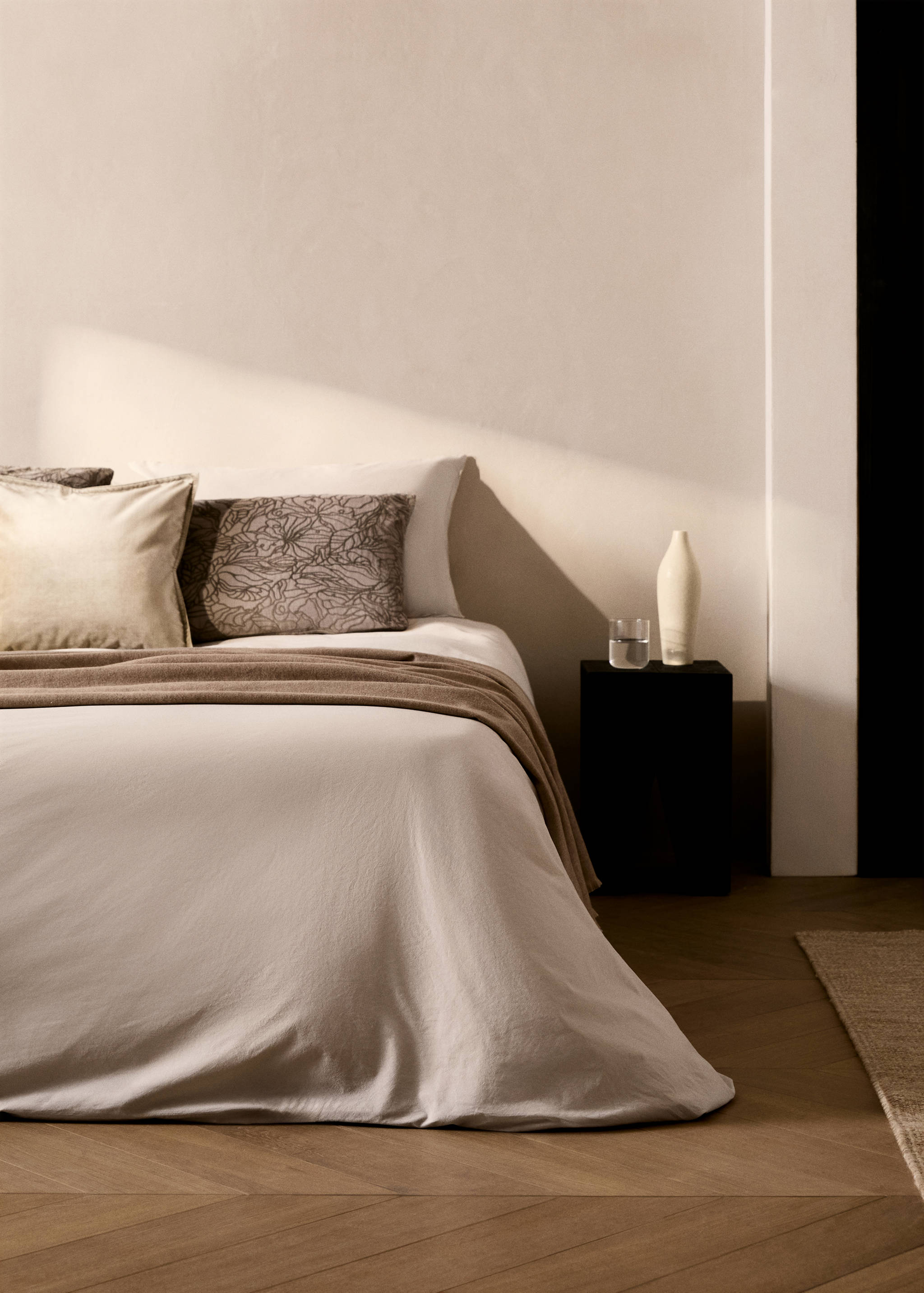 Washed-cotton duvet cover Queen bed - General plane