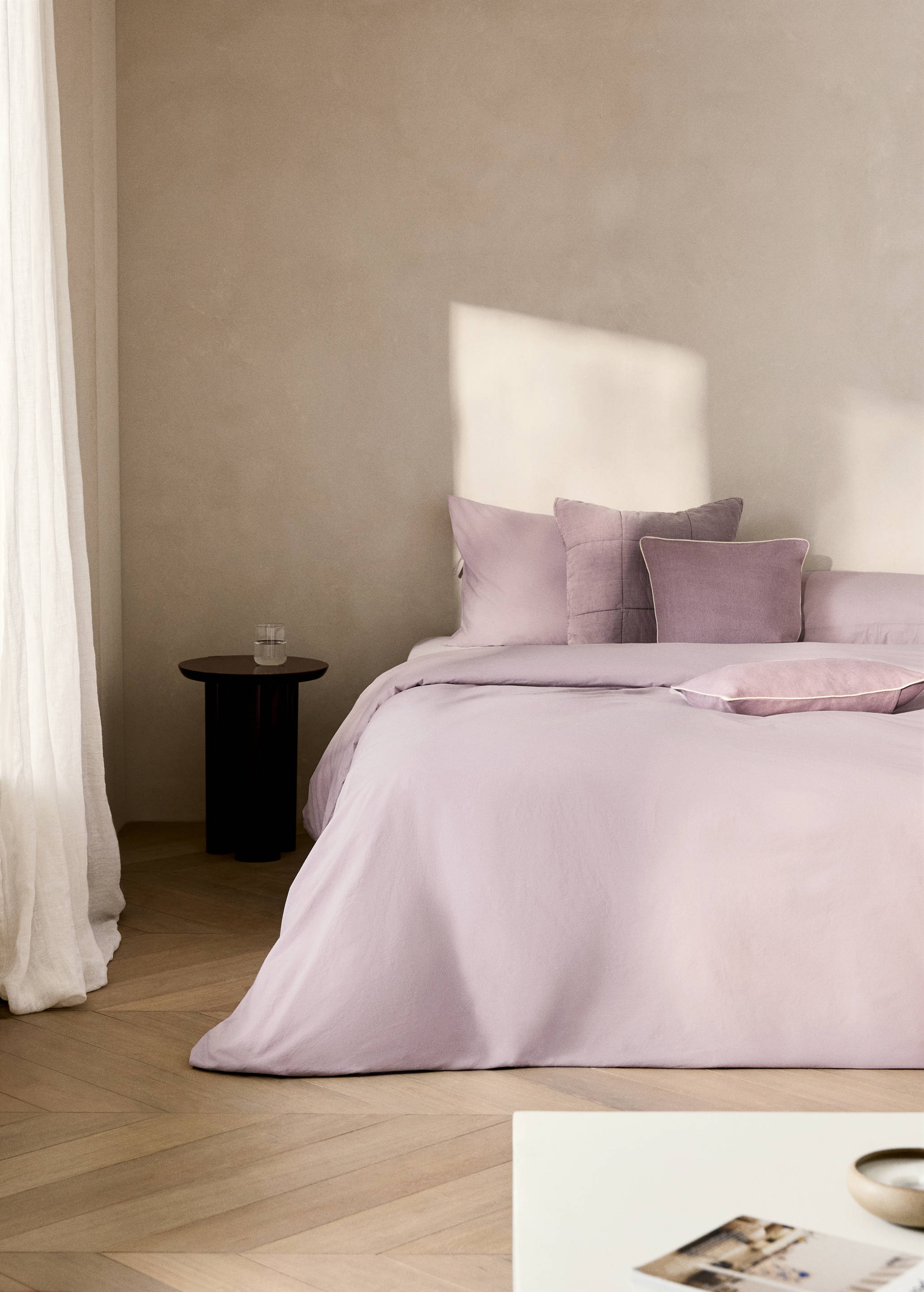 Washed-cotton duvet cover Queen bed - General plane