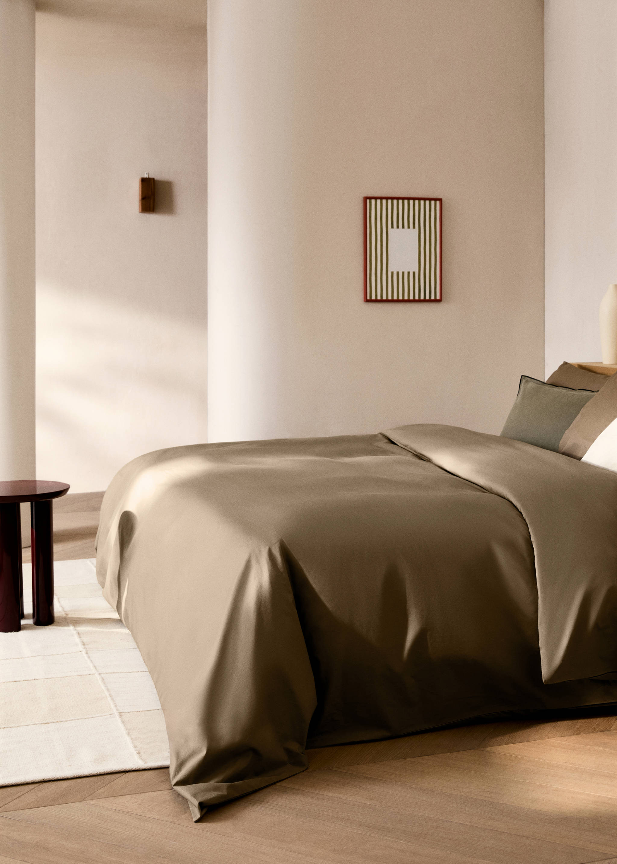 Cotton percale duvet cover with linen trim for 135/140 cm bed - General plane