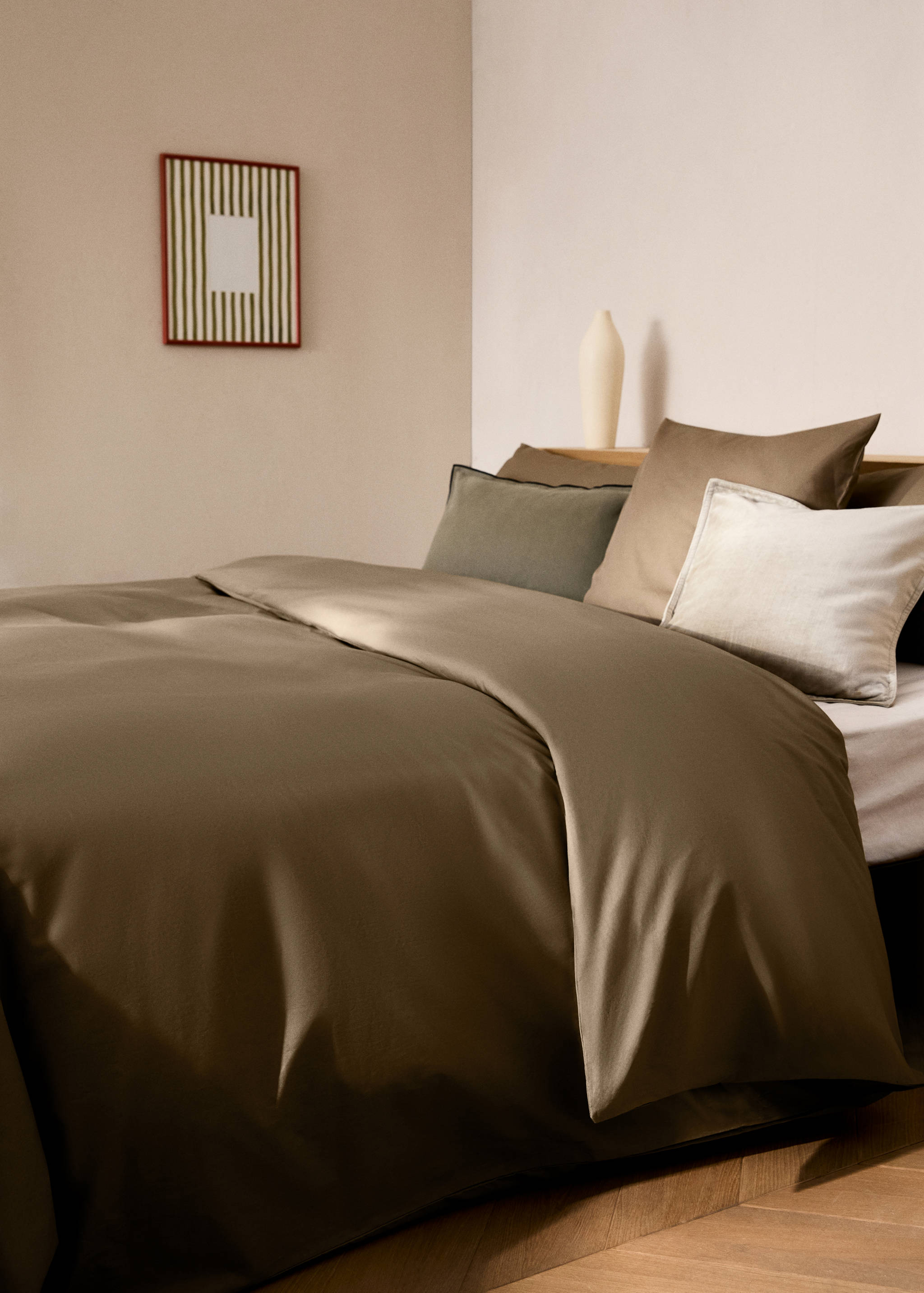 Cotton percale duvet cover with linen trim for 135/140 cm bed - Details of the article 7