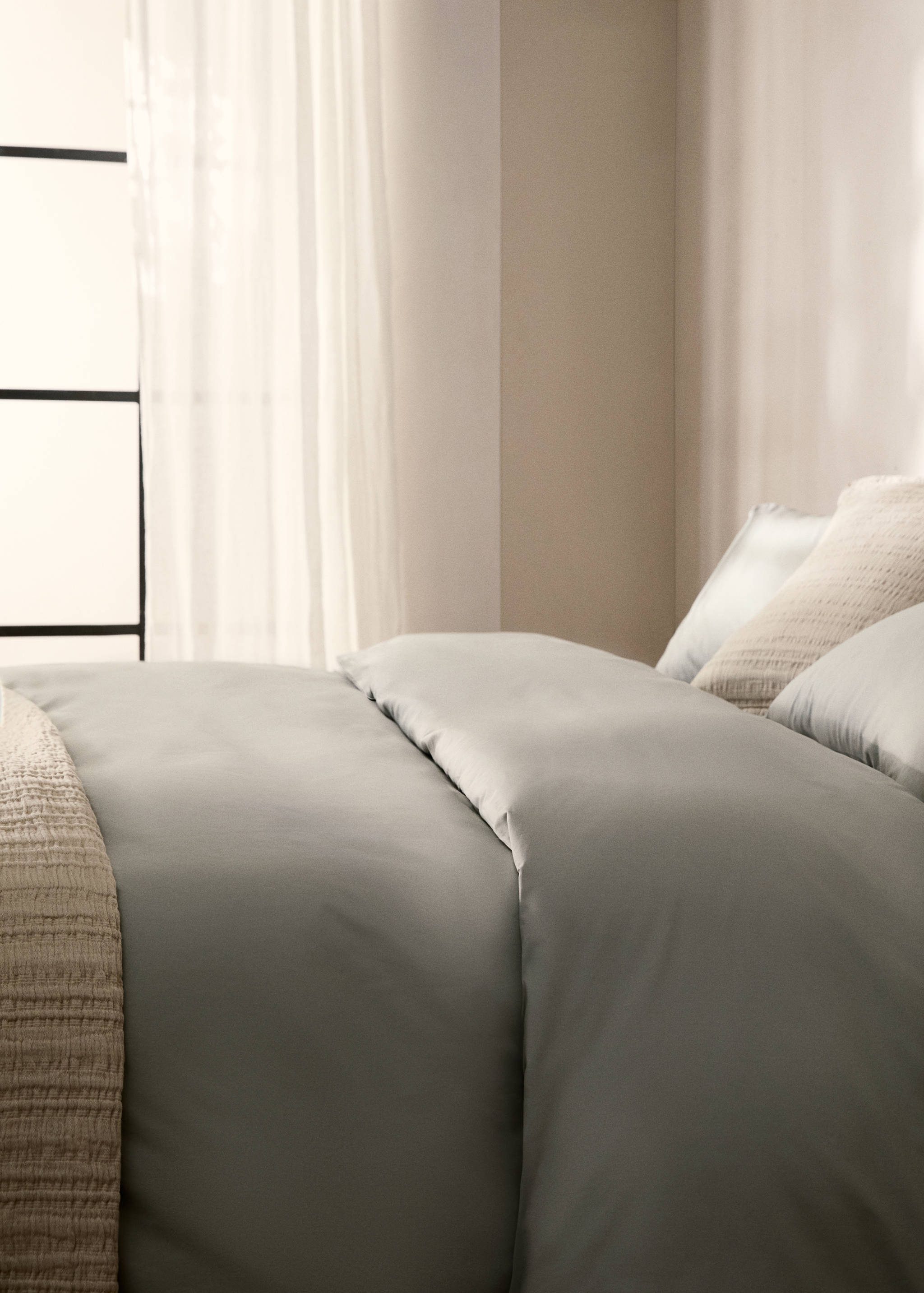 Cotton percale duvet cover with linen trim for 135/140 cm bed - Details of the article 7