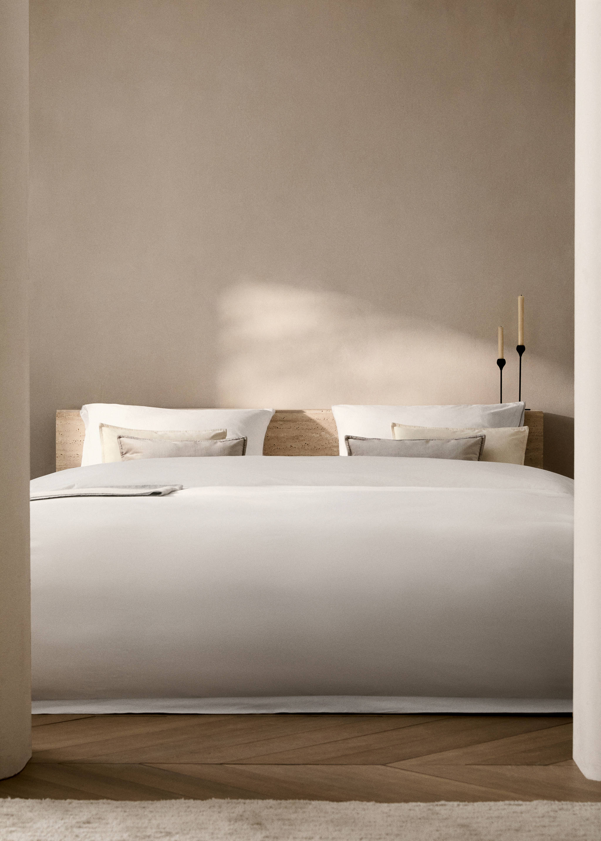 Cotton percale duvet cover with overlock for 150/160 cm bed - General plane