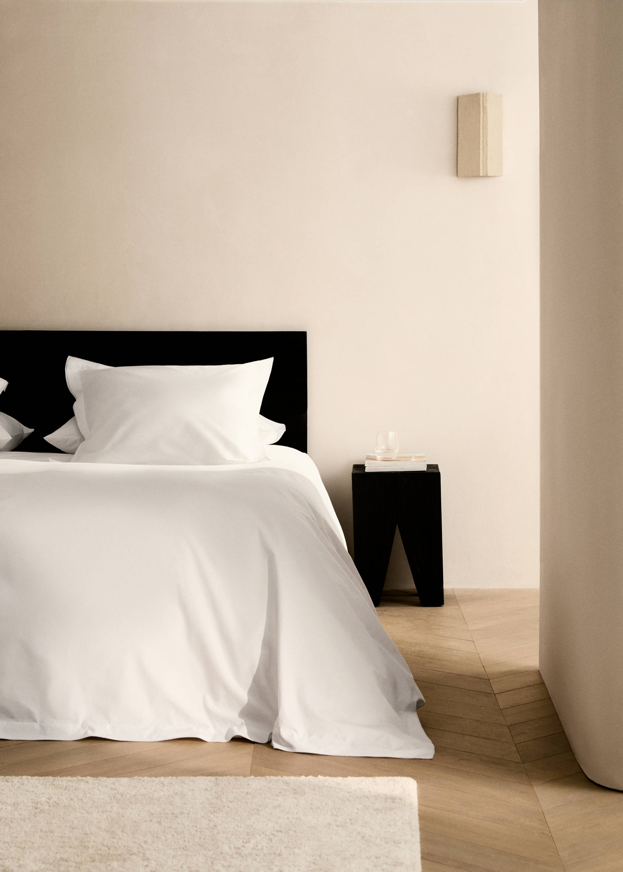 Cotton percale duvet cover with overlock for 150/160 cm bed - General plane