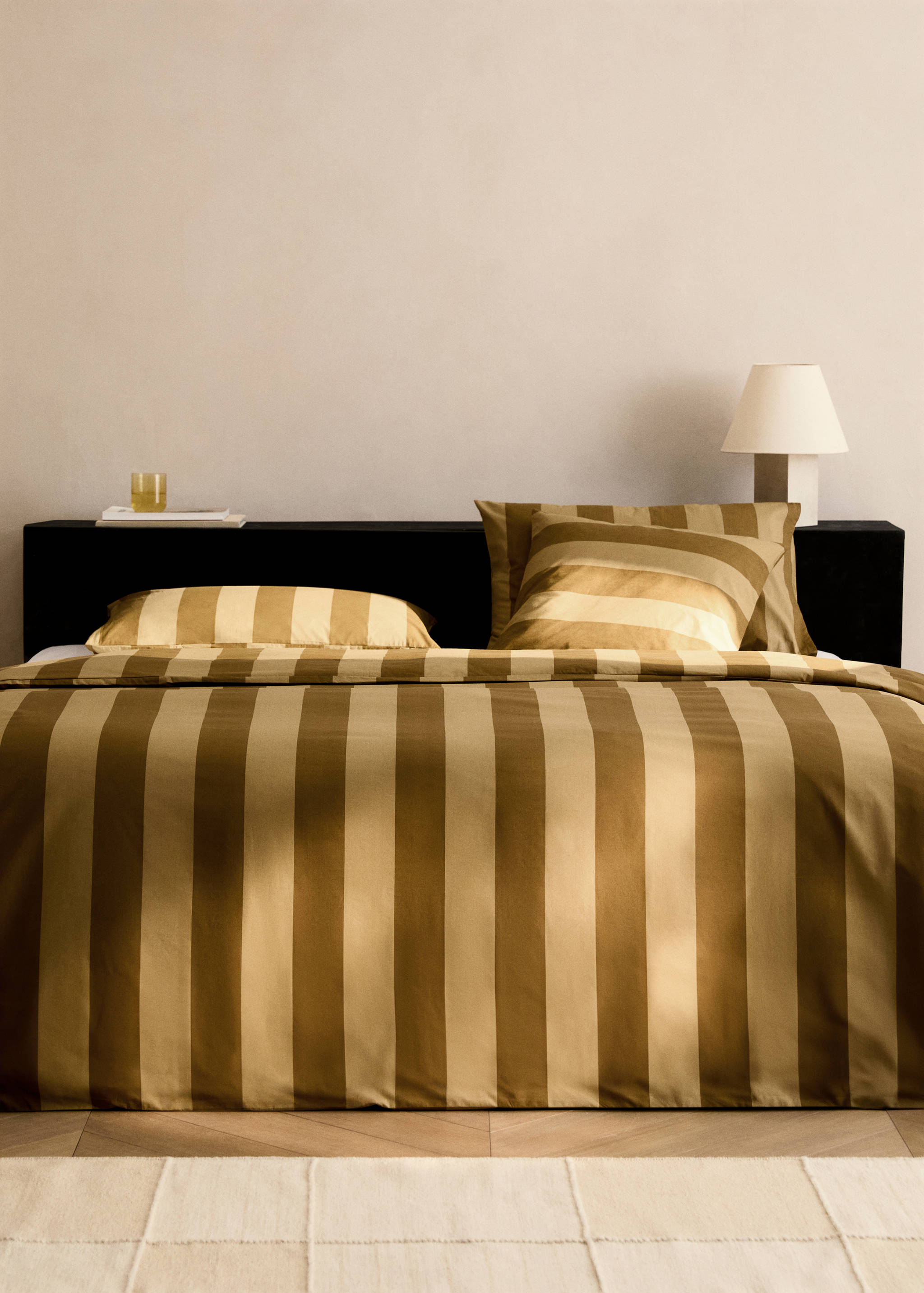 500-thread cotton percale striped duvet cover for 90 cm bed - General plane