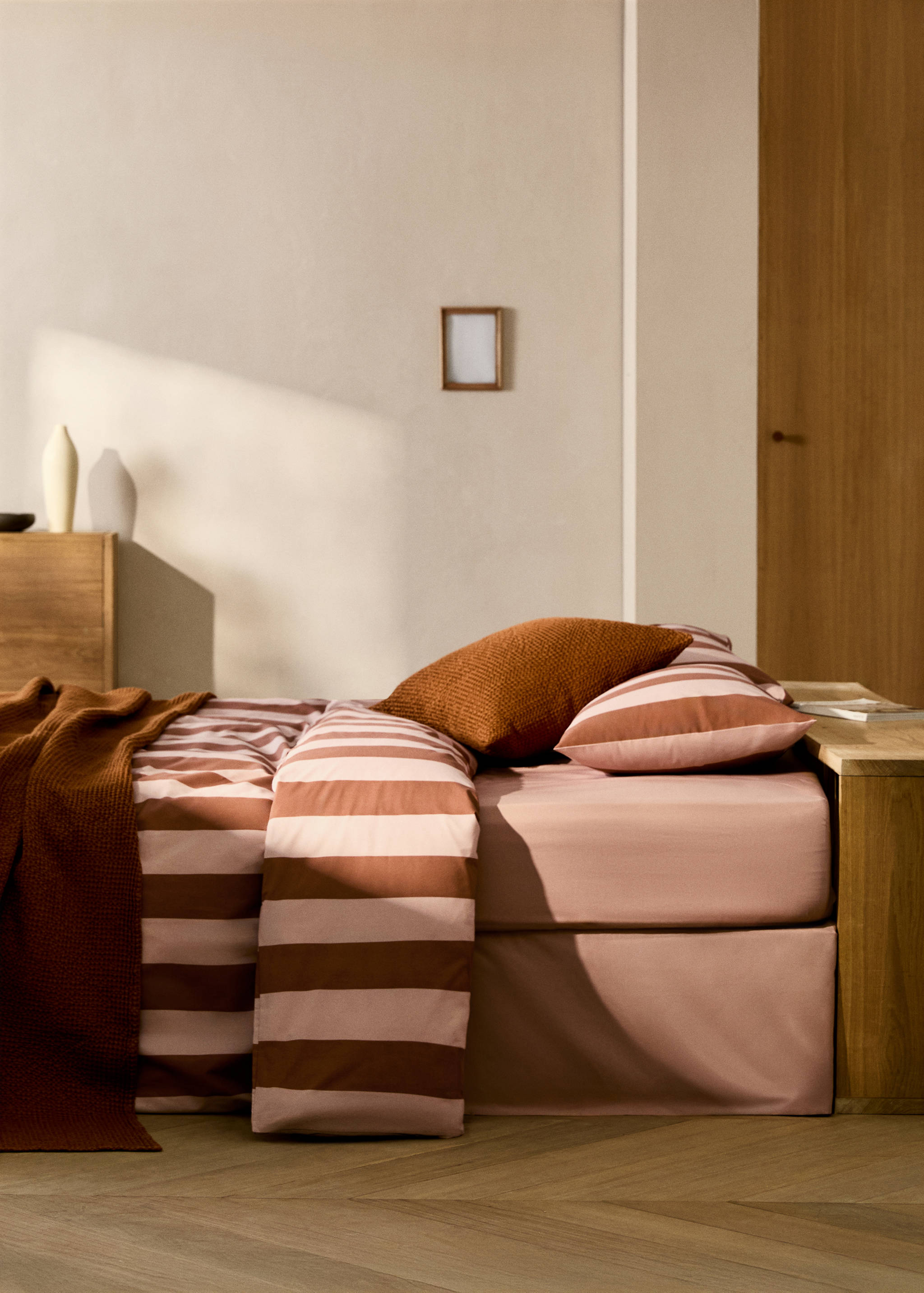 500-thread cotton percale striped duvet cover for 53.15/55.12 in bed - General plane