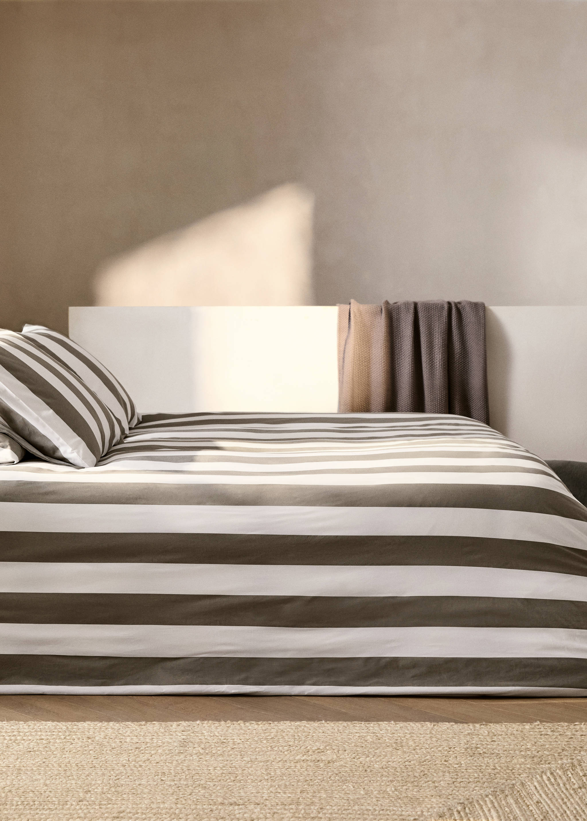 500-thread cotton percale striped duvet cover for 180/200 cm bed - General plane
