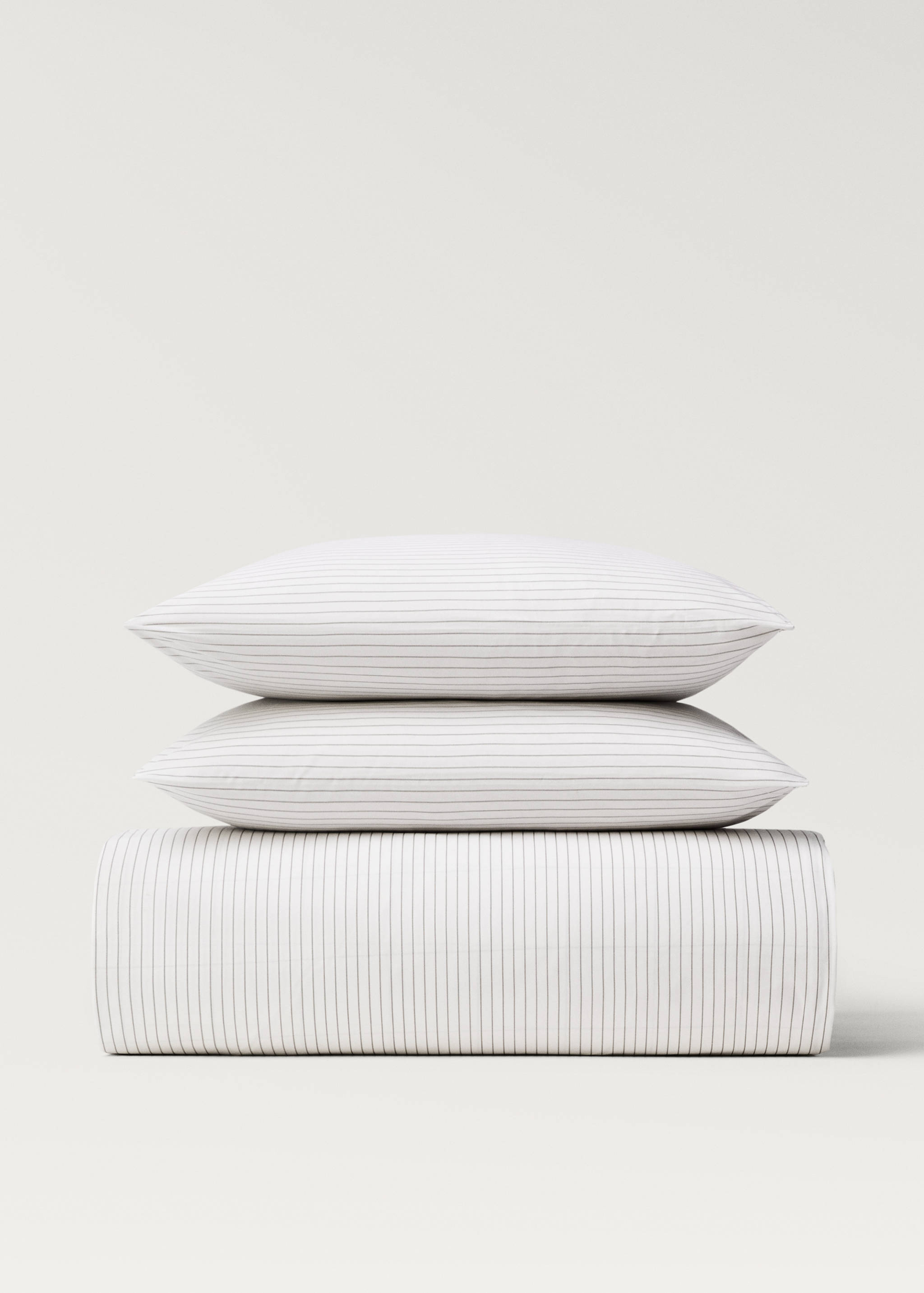 Housse de couette percale de coton réversible à rayures lit 135/140 cm - Article sans modèle