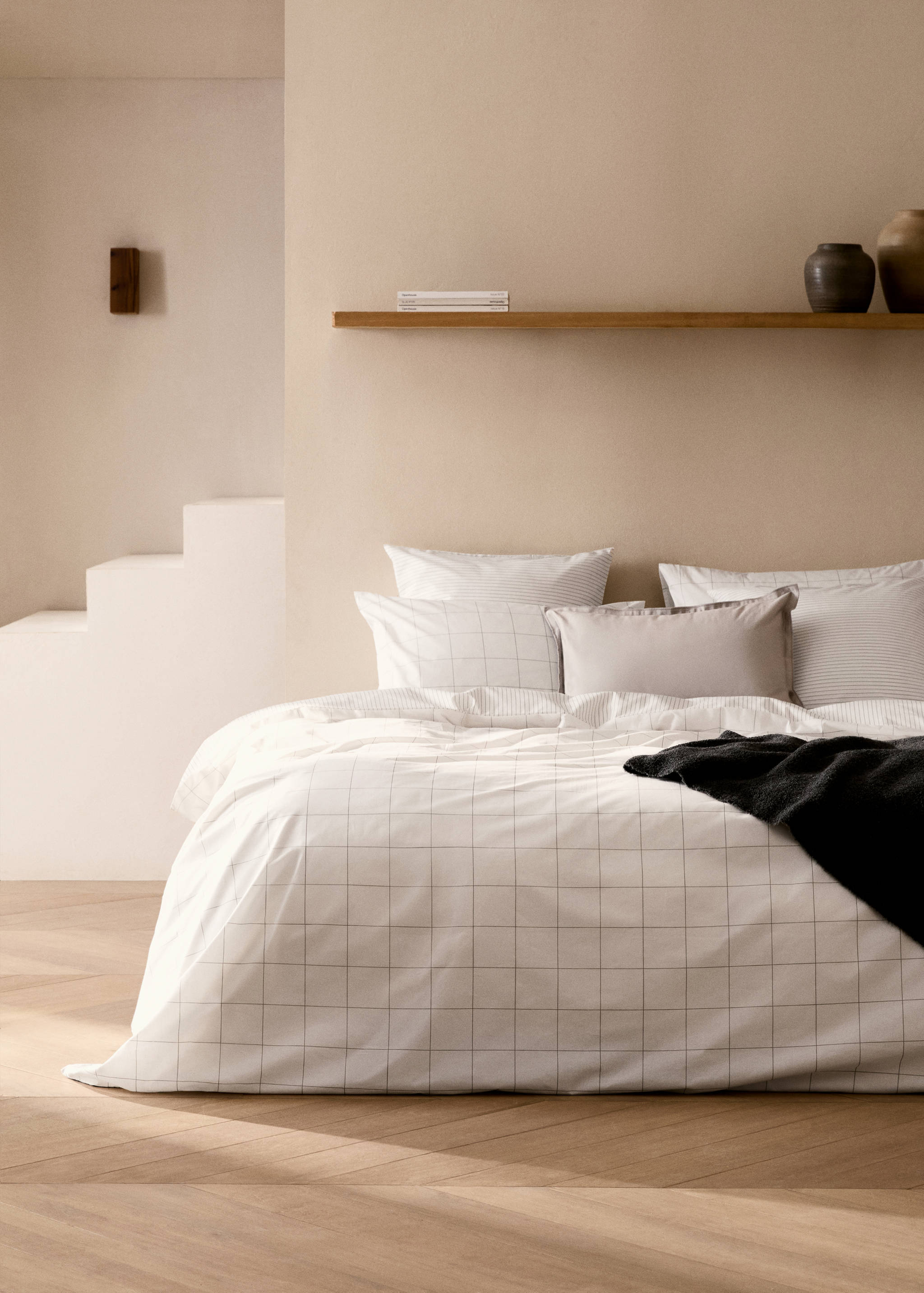 Funda nórdica algodón percal reversible rayas cama 150/160 cm - Plano general