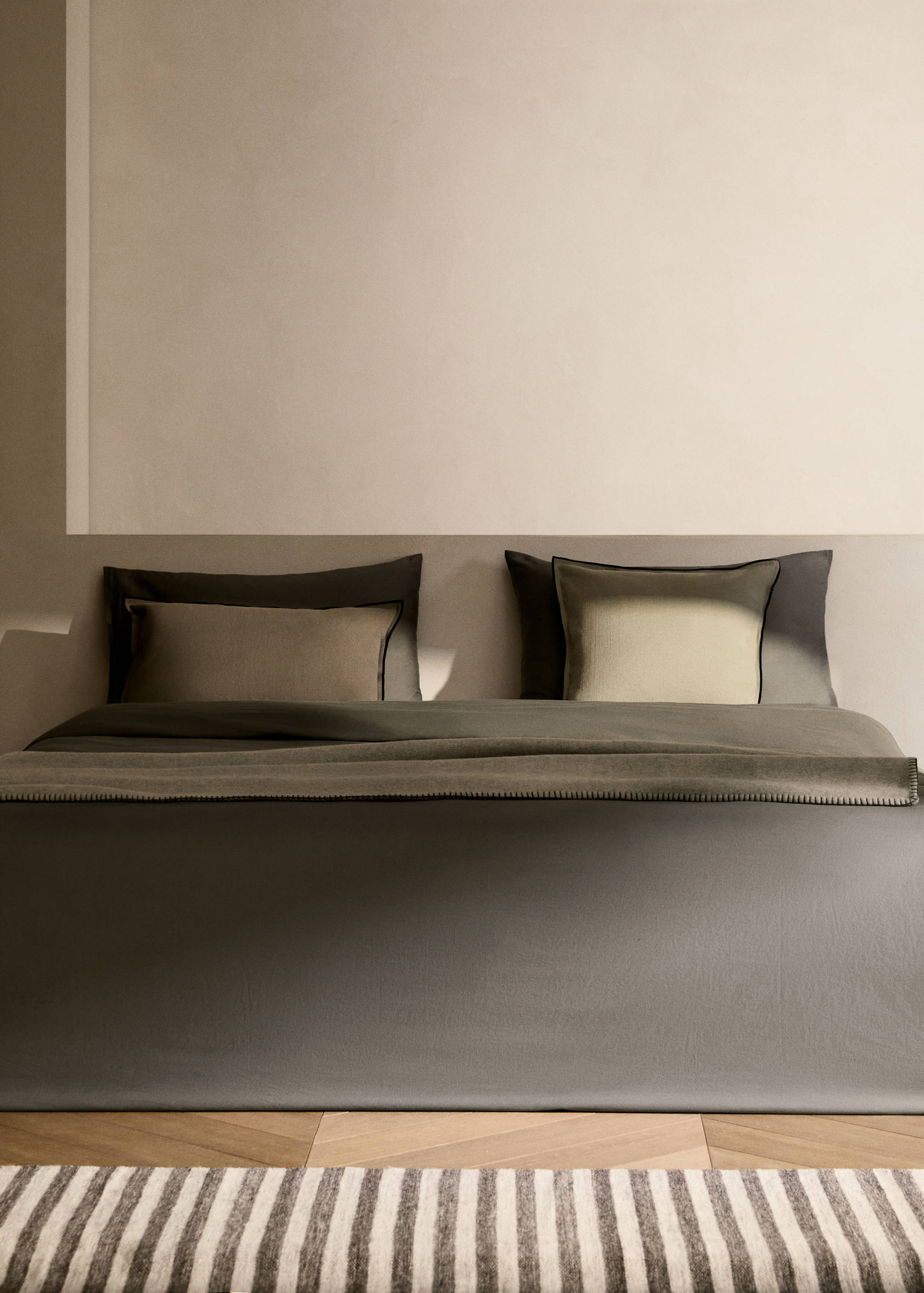 Funda nórdica algodón satén lavado doble pespunte cama 135/140 cm - Plano general