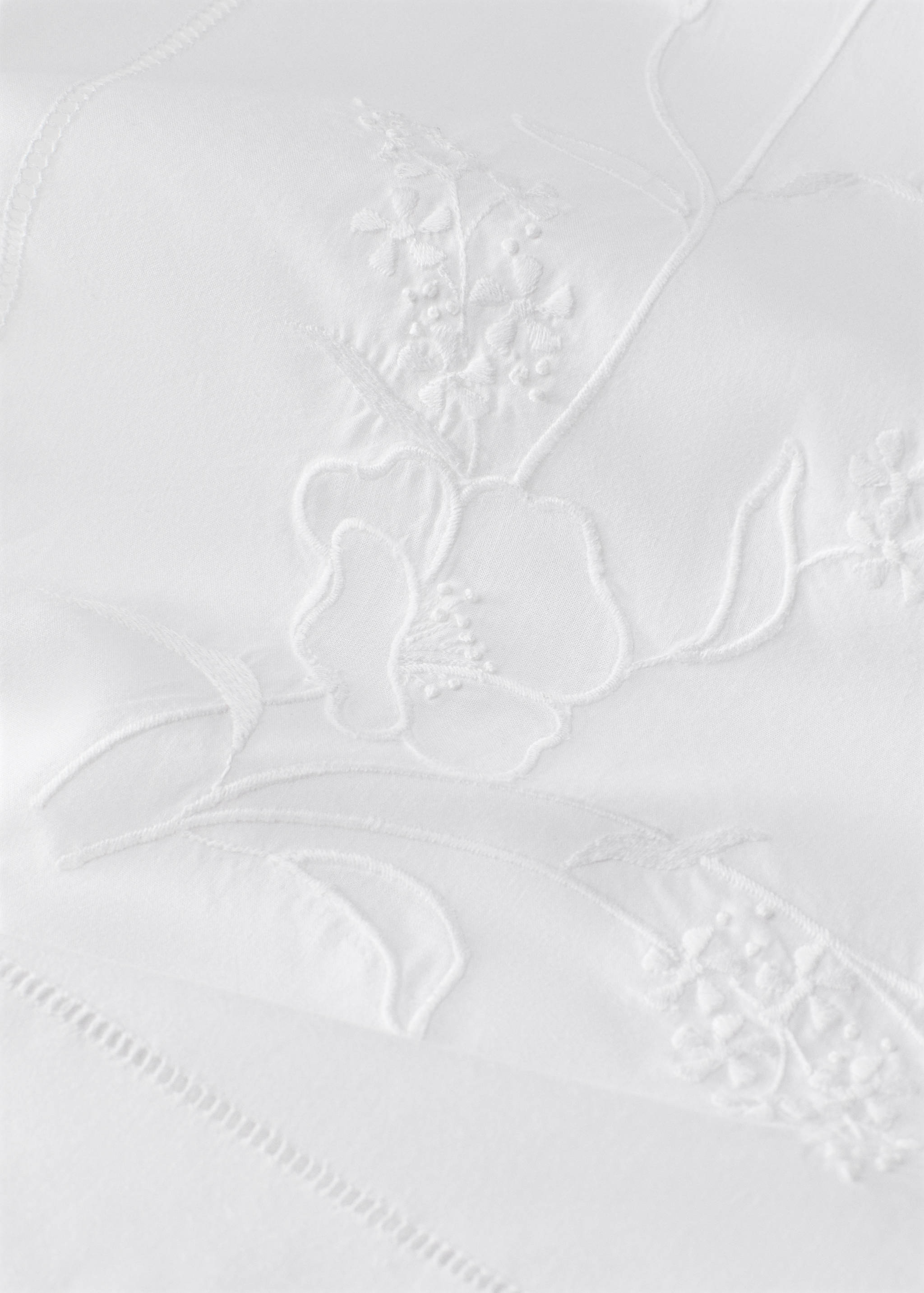 Cotton duvet cover with hand-embroidered flowers for 150/160 cm bed - Medium plane