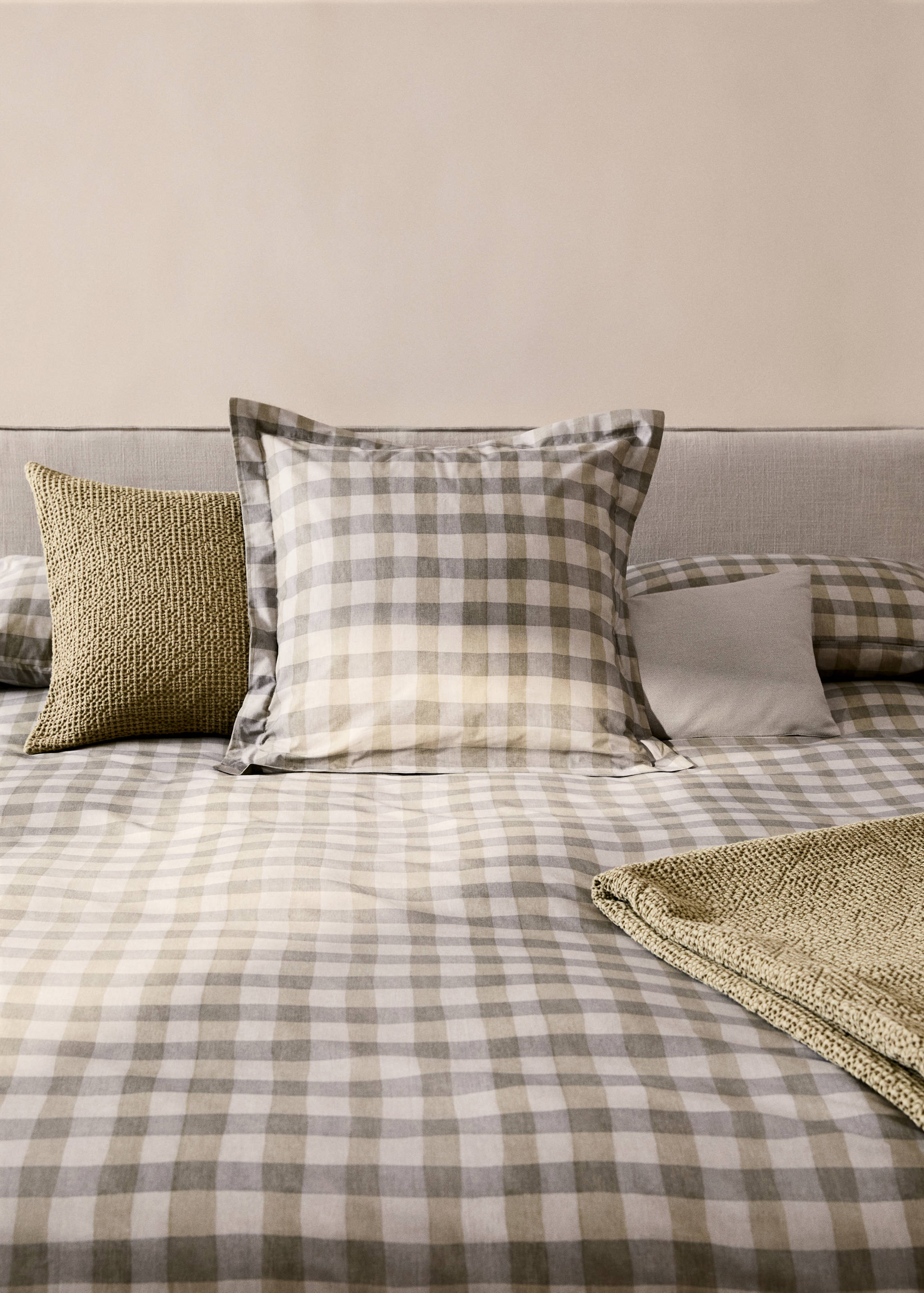 Cotton percale check duvet cover for 180/200 cm bed - Details of the article 7
