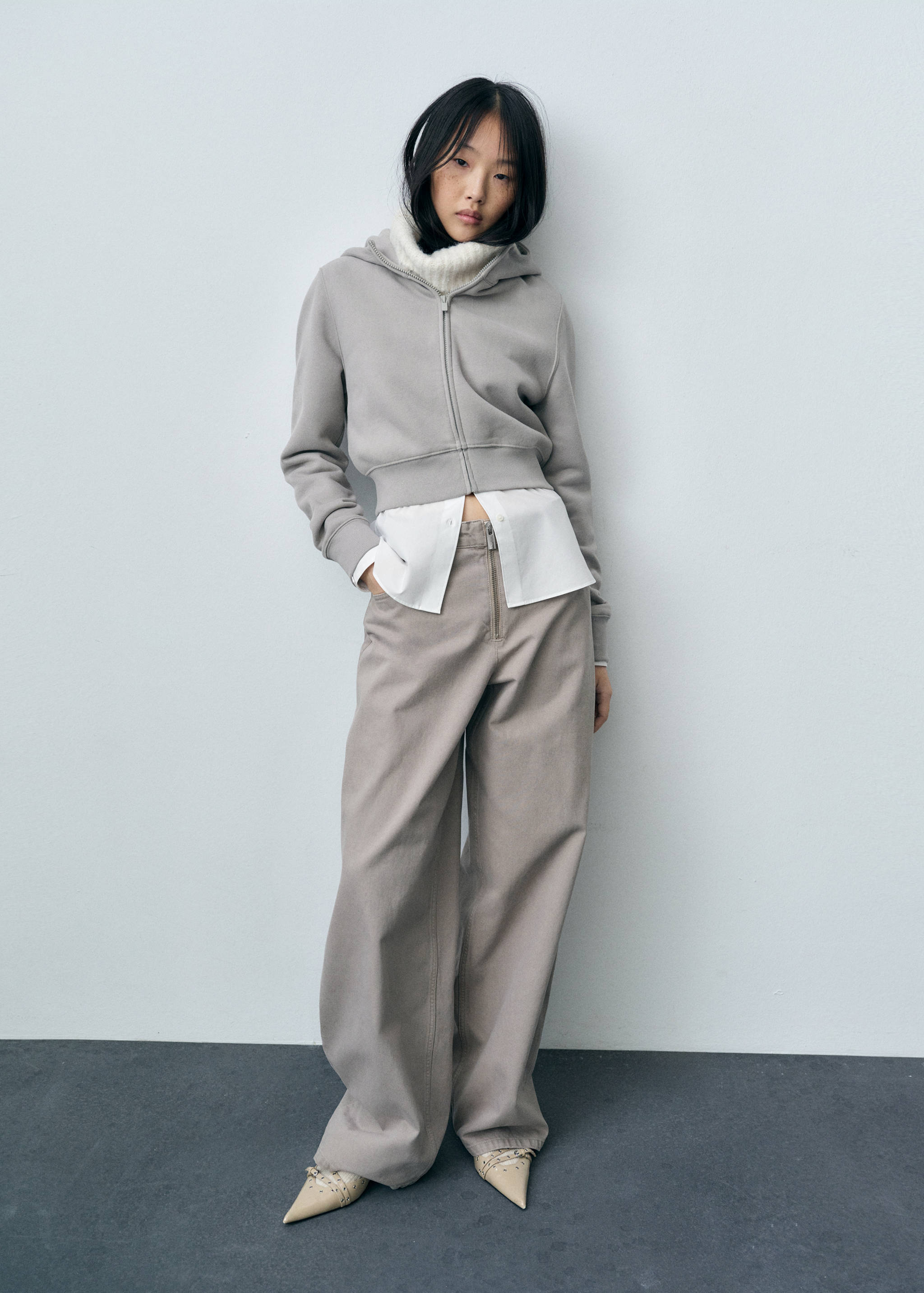 Wide leg jeans with zip - General plane