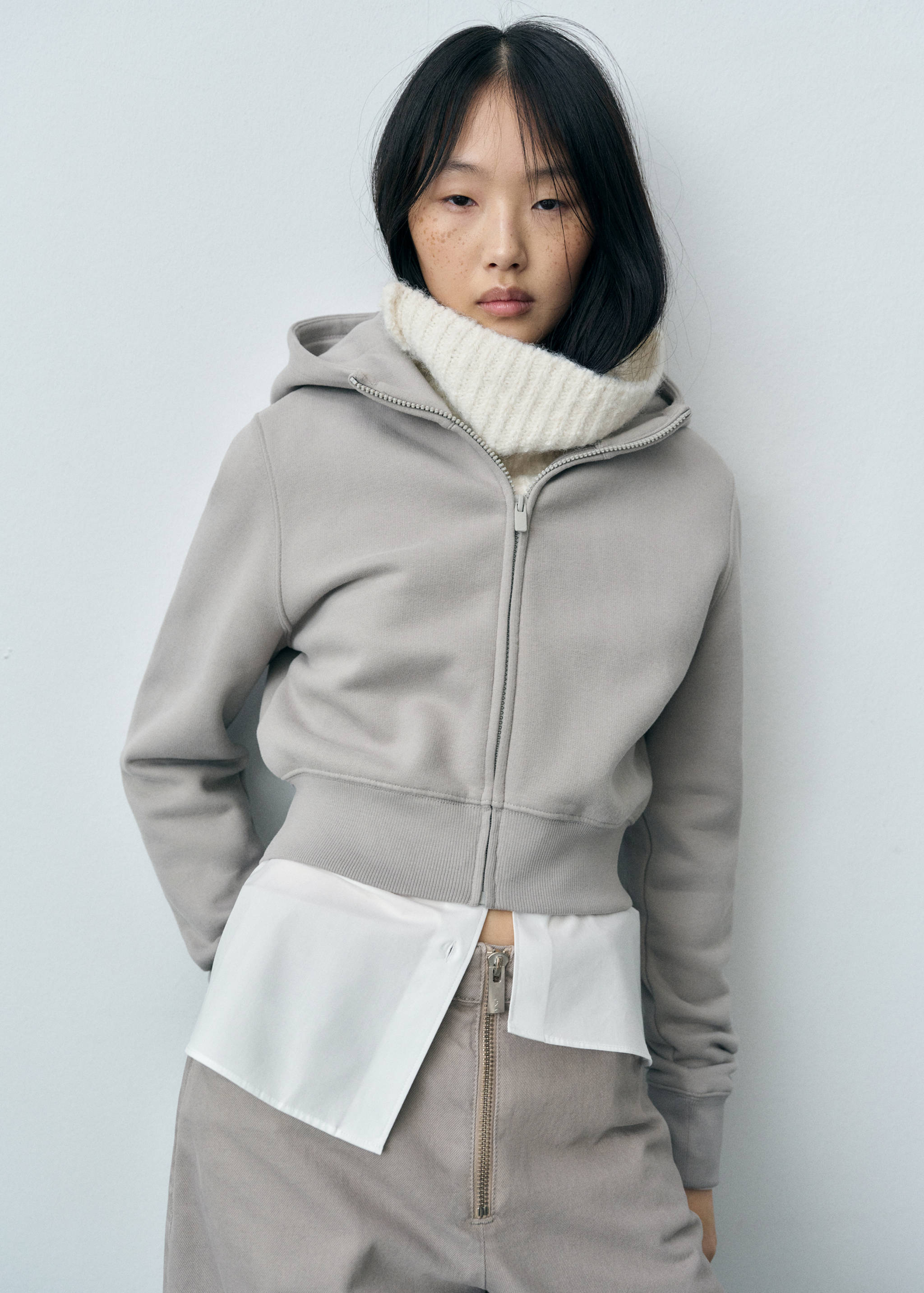 Wide leg jeans with zip - Medium plane