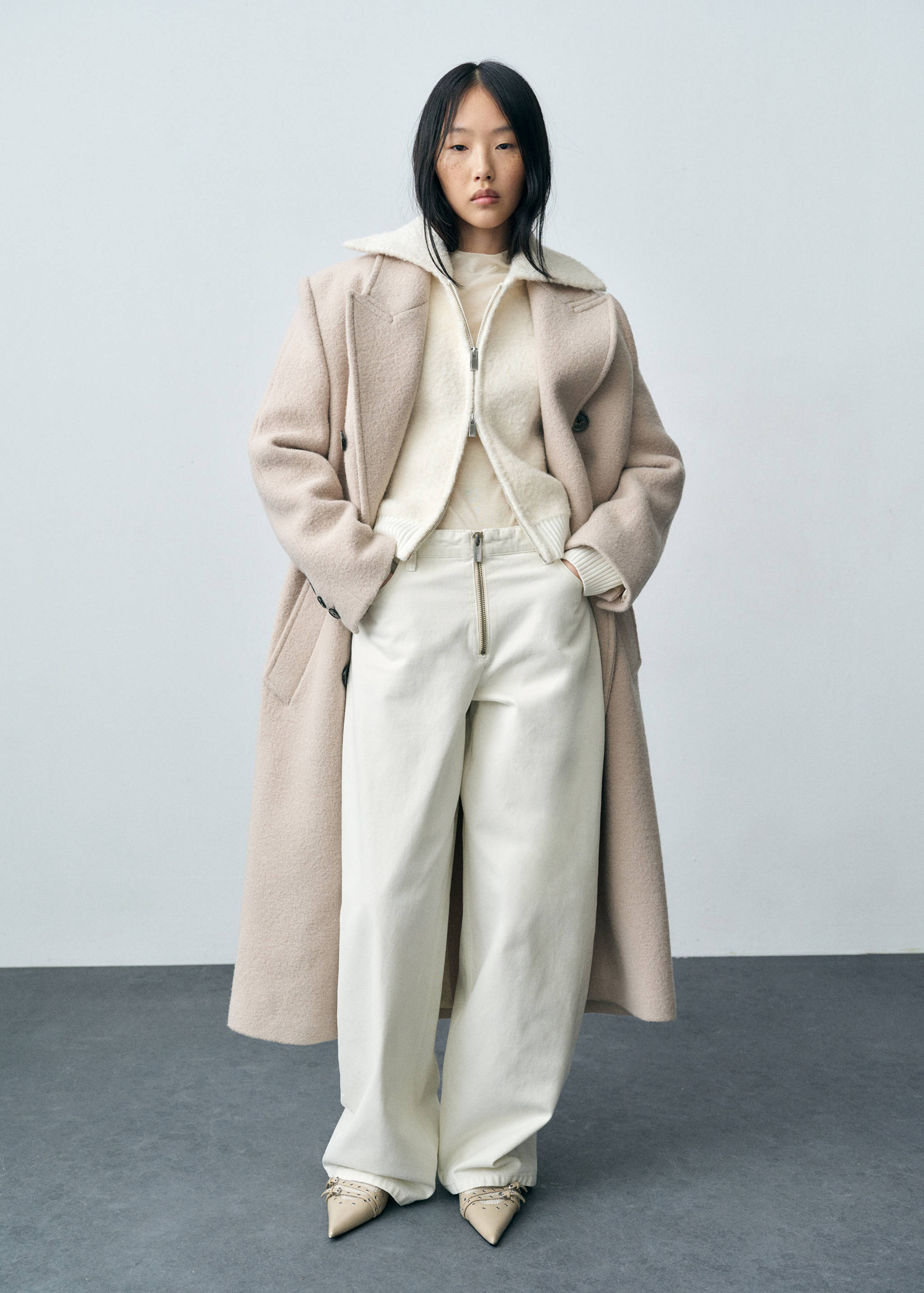 Wide leg jeans with zip - General plane