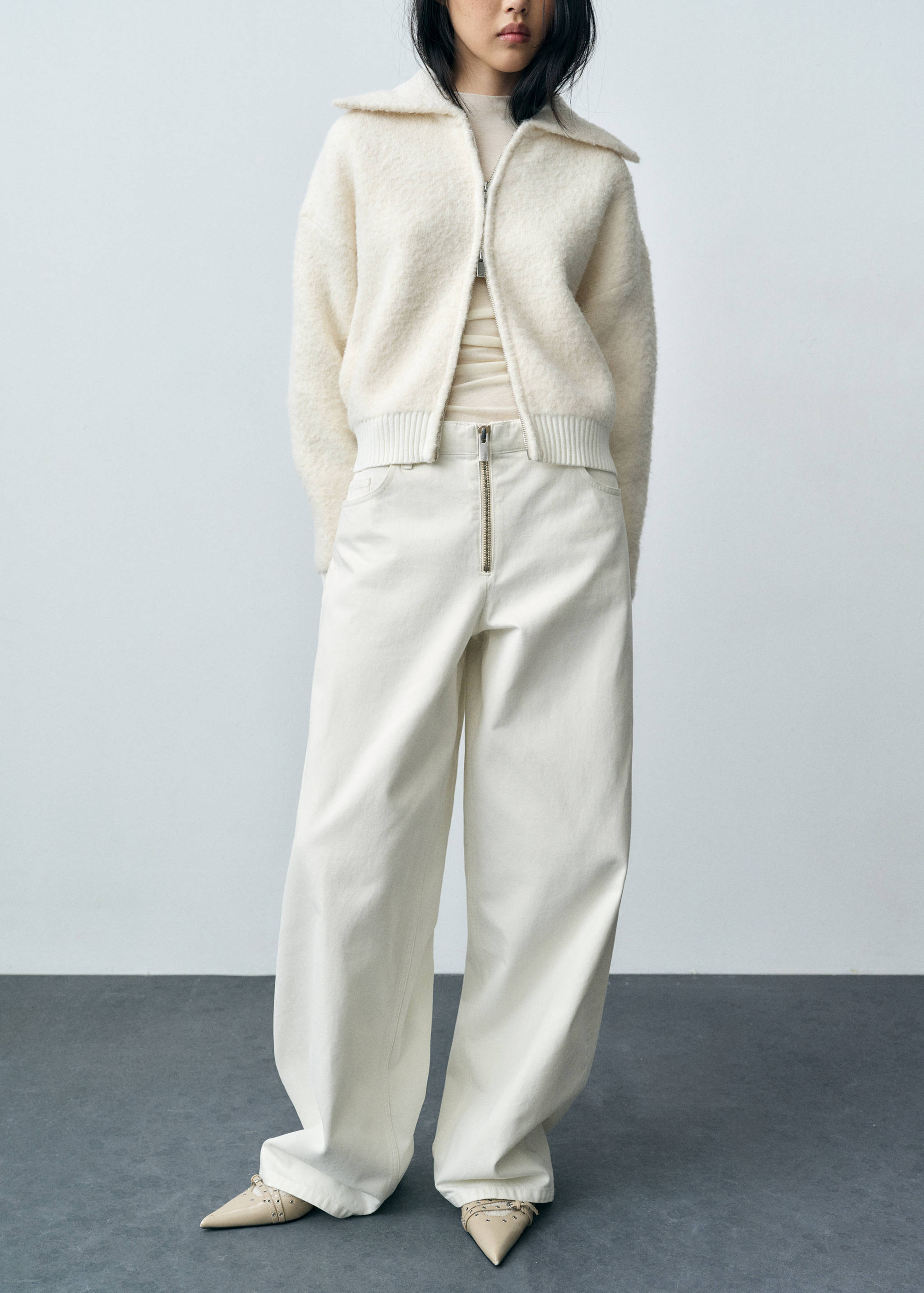 Wide leg jeans with zip - Medium plane