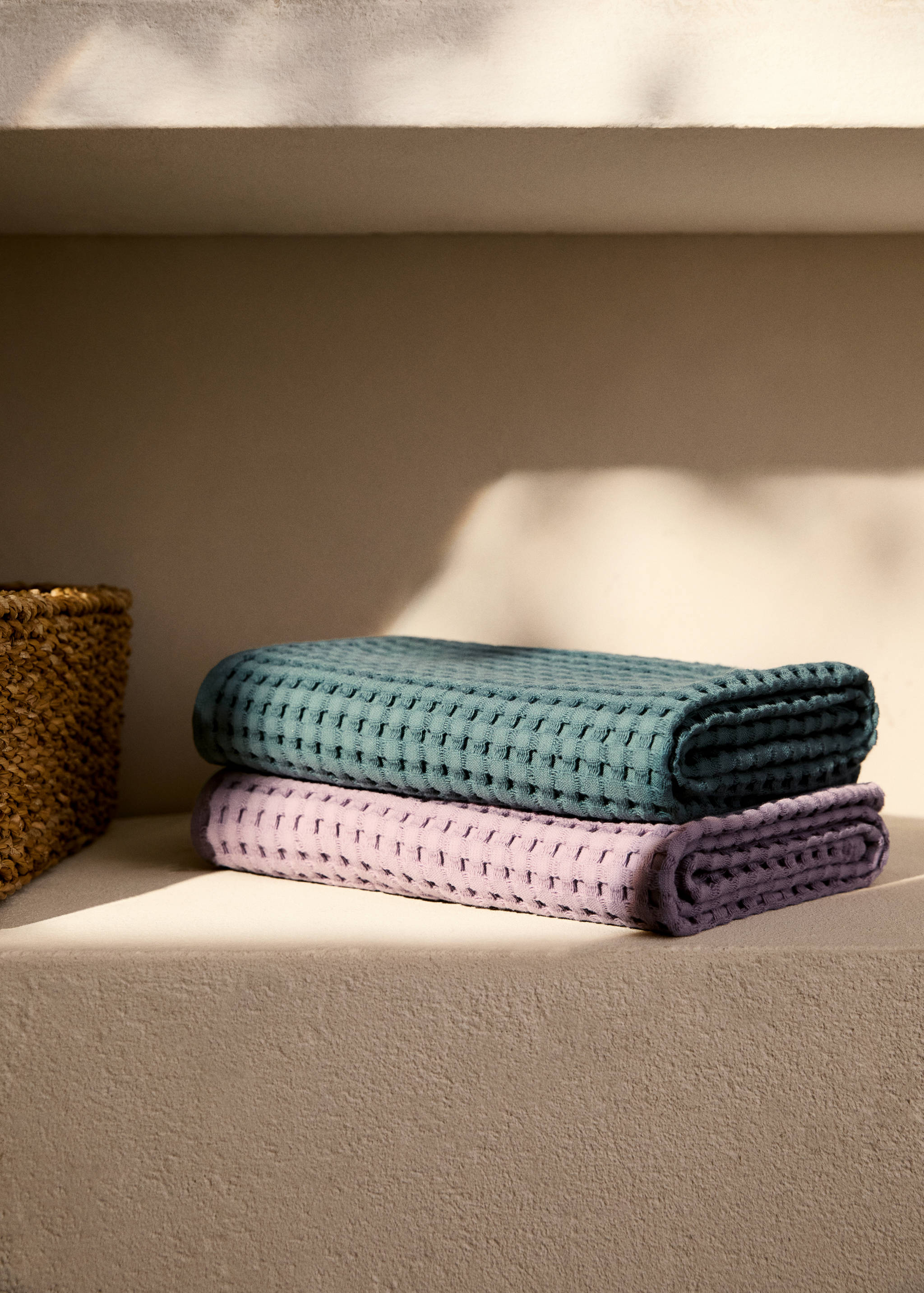 Washed waffle-cotton hand towel - General plane