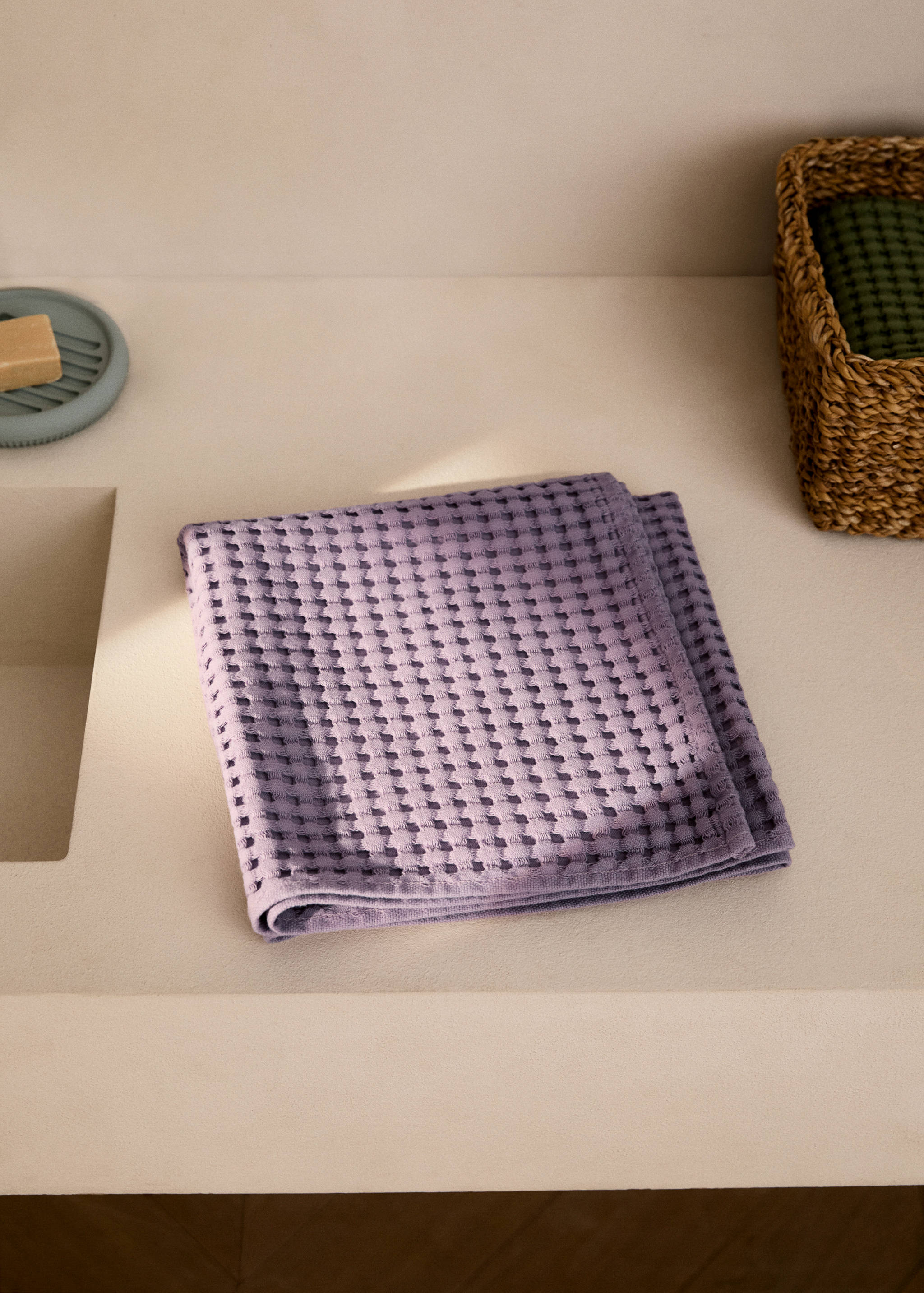 Washed waffle-cotton hand towel - General plane