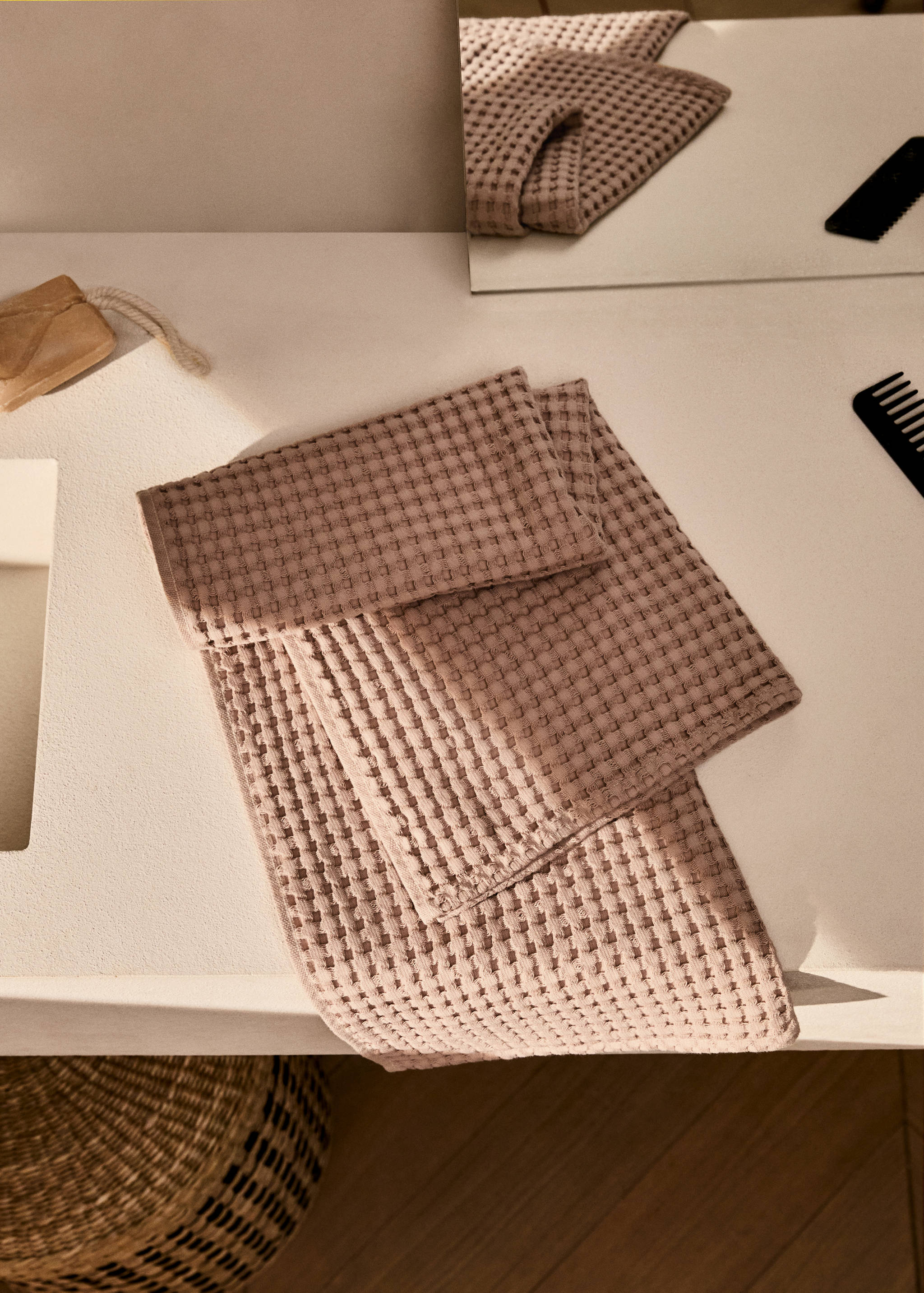 Washed waffle-cotton hand towel - General plane