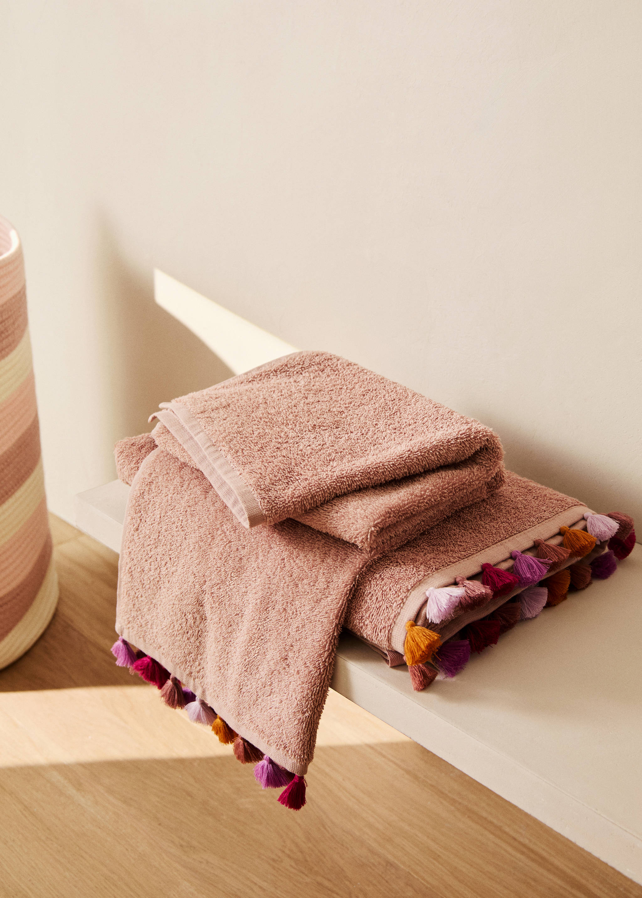 Serviette de toilette enfant coton pompons multicolores - Plan général