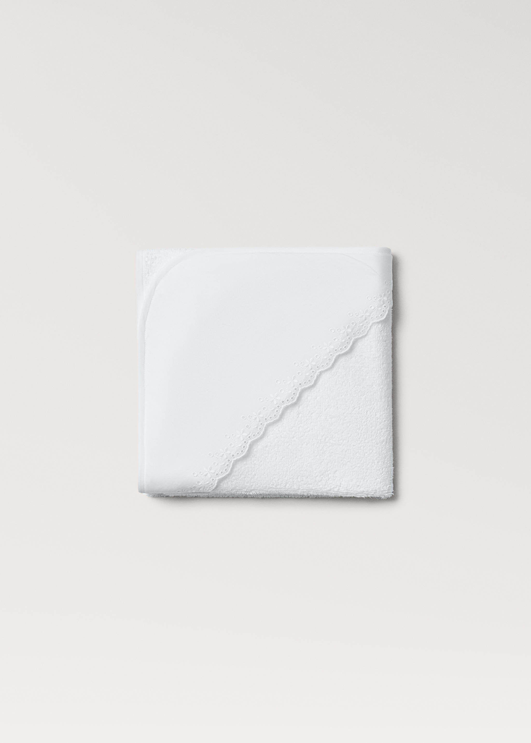Floral-embroidered children’s bath towel with hood - Details of the article 1