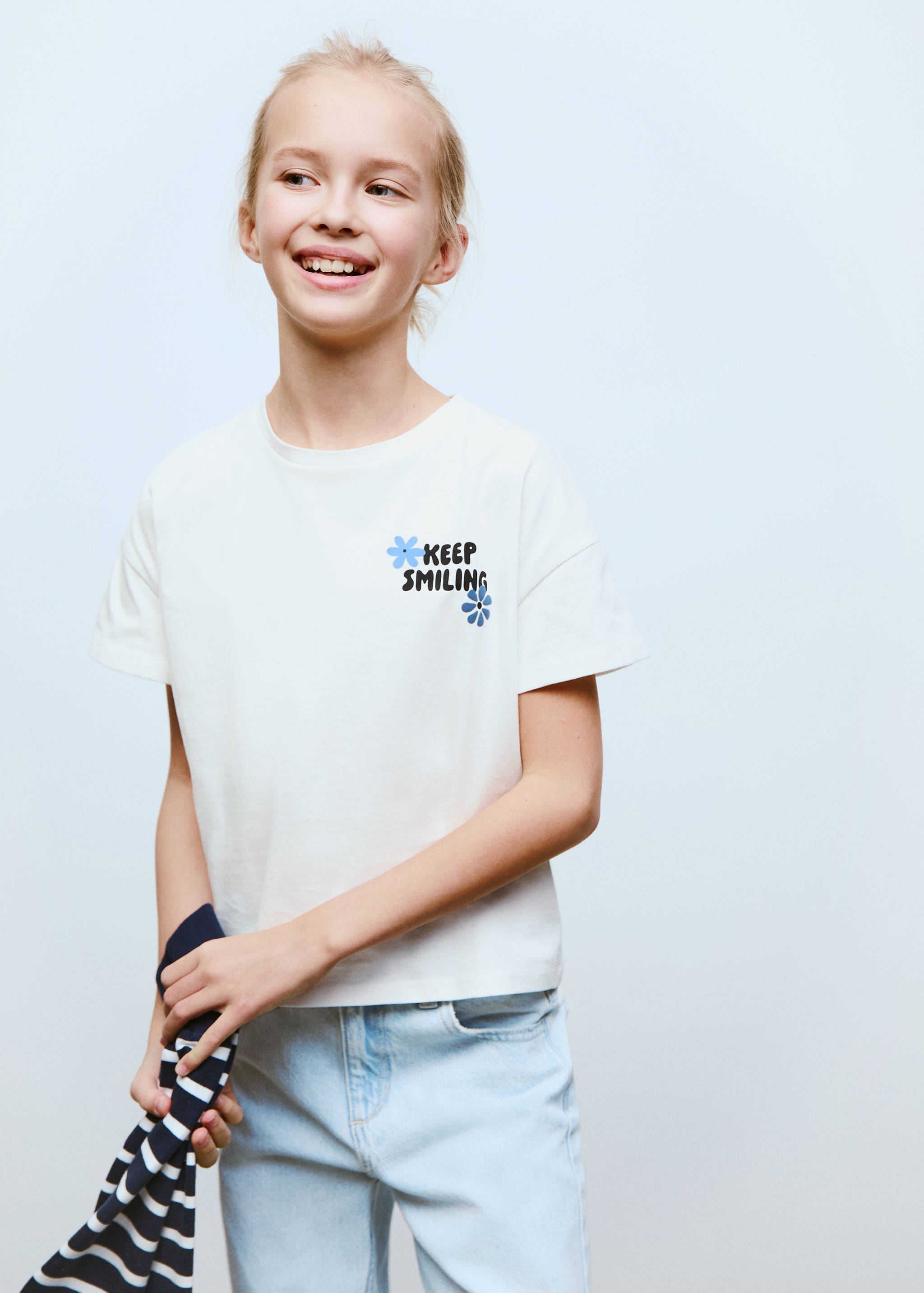 Cotton t-shirt with printed message - Medium plane