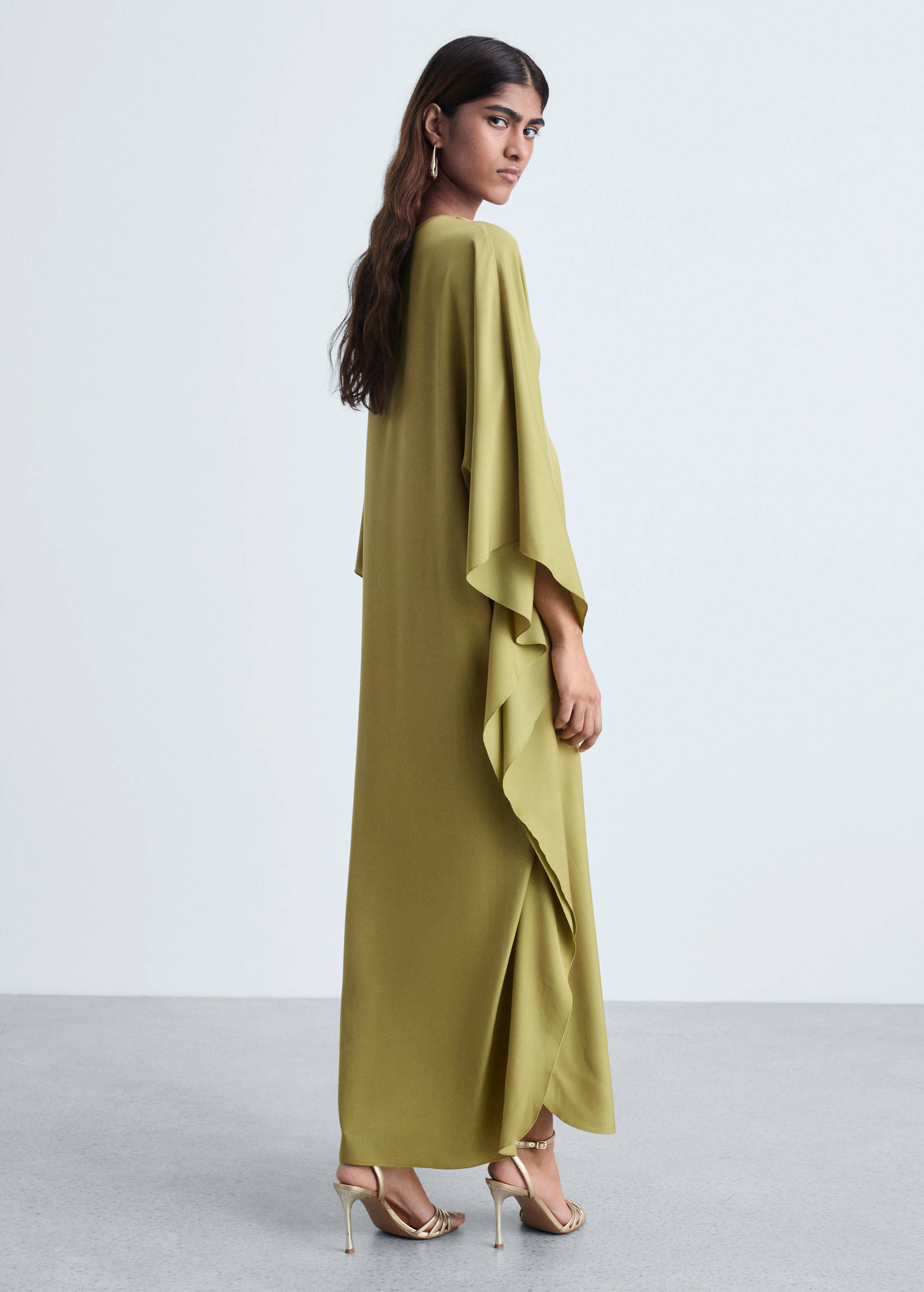 Flared-sleeve satin dress - Reverse of the article