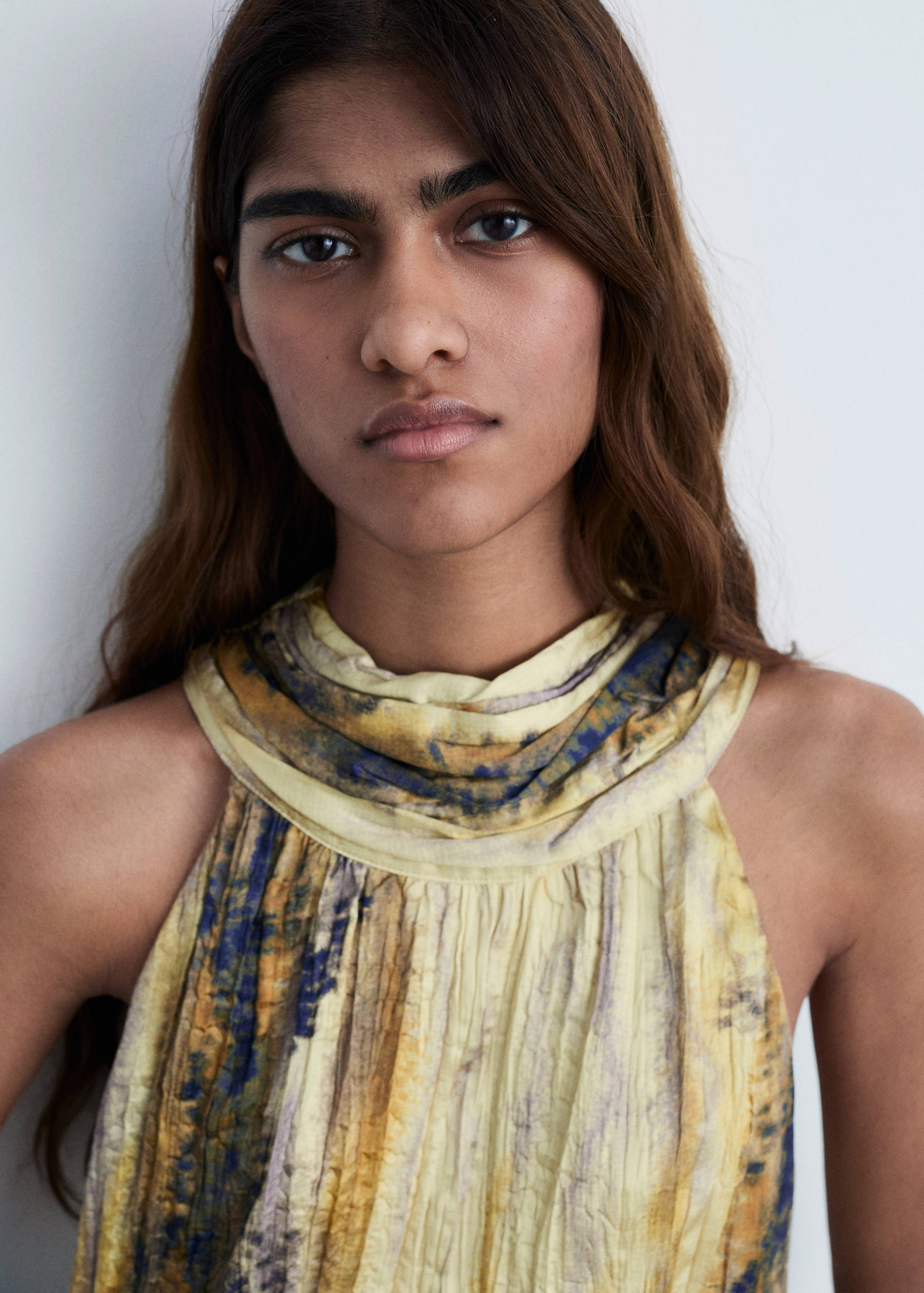 Vestido largo satinado textura - Detalle del artículo 1