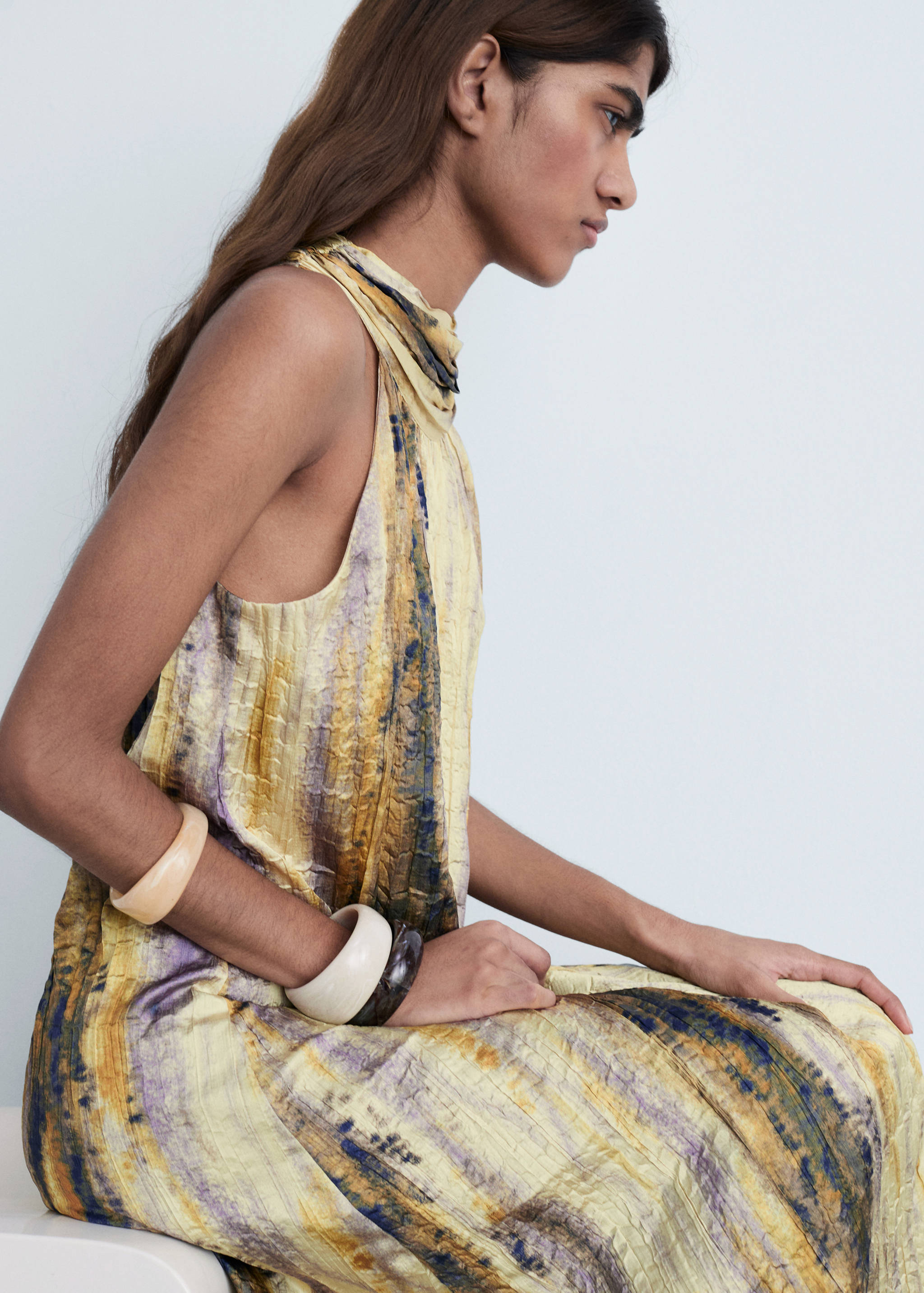 Vestido largo satinado textura - Detalle del artículo 2