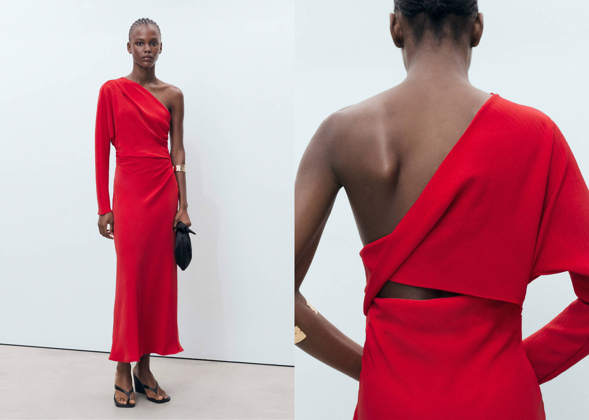 Robe asymétrique drapée - Plan panoramique