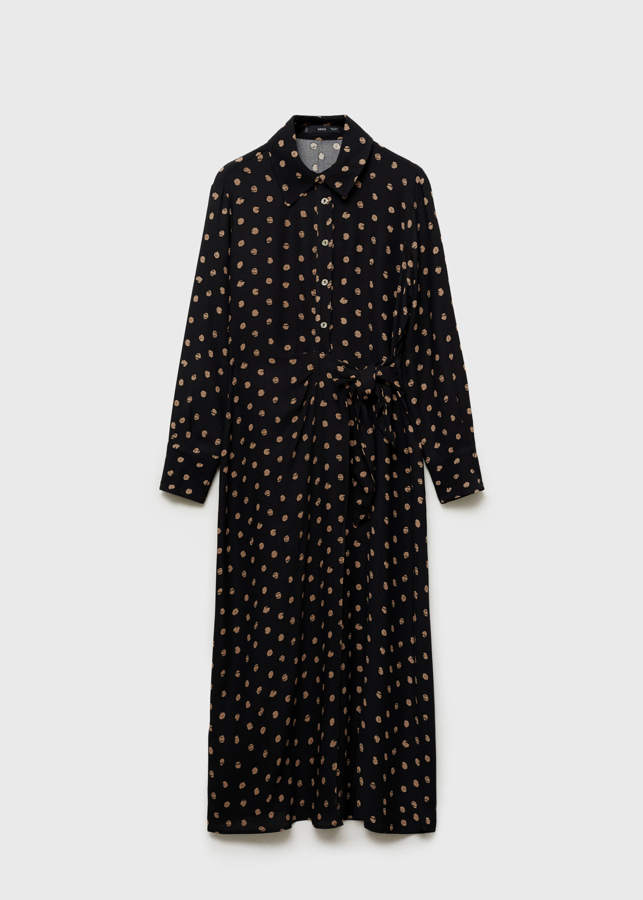 Gestippelde overhemdjurk met knoopdetail - Artikel zonder model