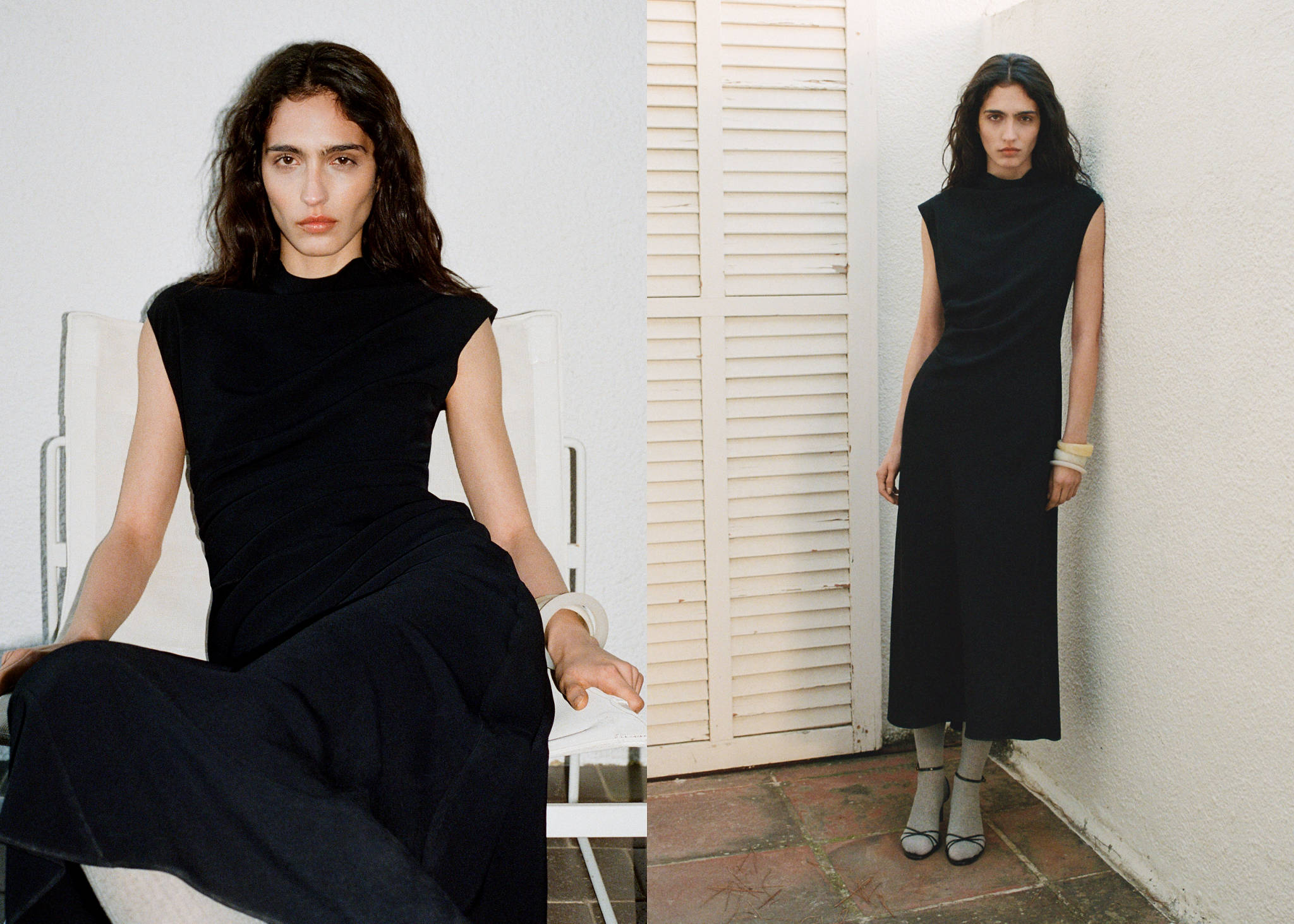 A-line dress with draped waist - Panoramic plane