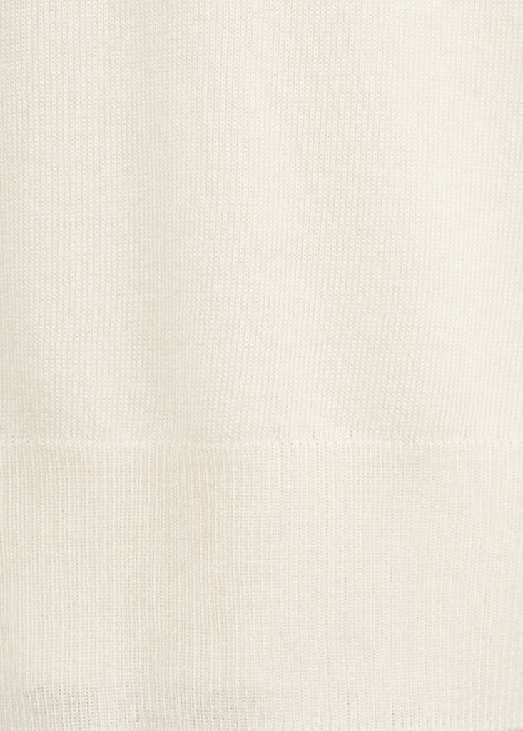 V-neck knit sweater — Ecru