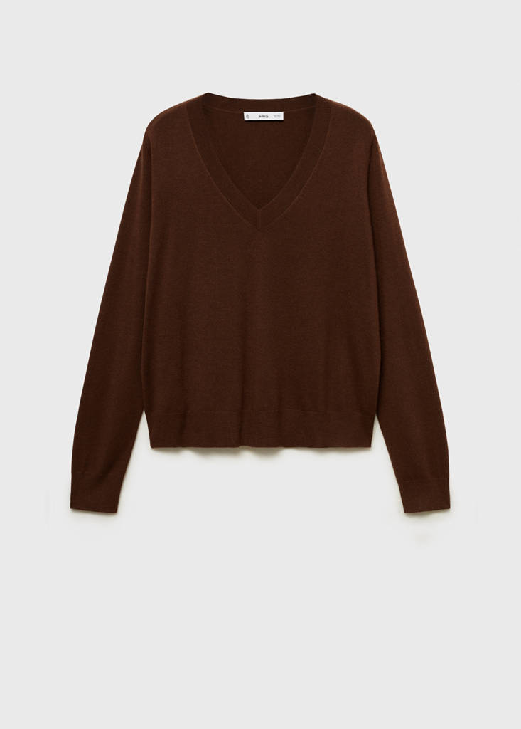 V-neck knit sweater — Chocolate