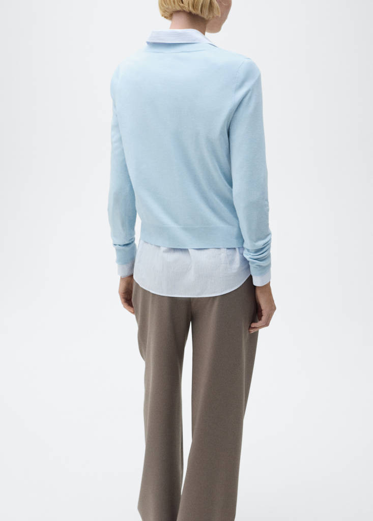 V-neck knit sweater — Sky Blue