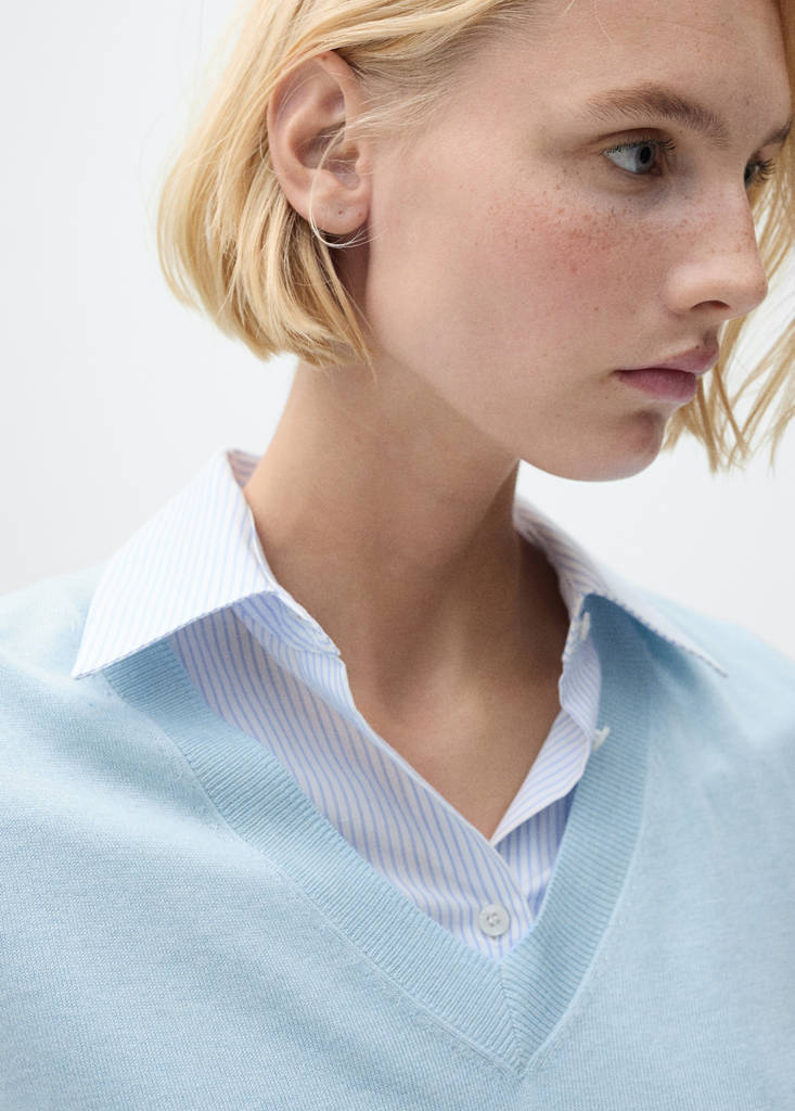 V-neck knit sweater — Sky Blue