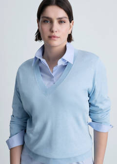 V-neck knit sweater — Sky Blue 7