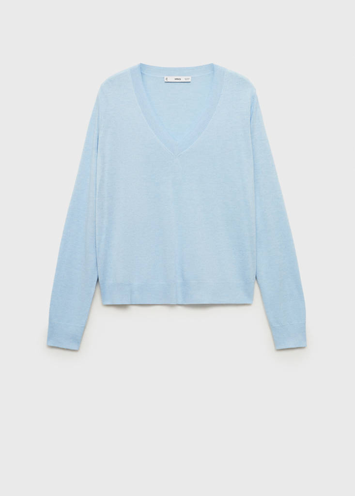 V-neck knit sweater — Sky Blue