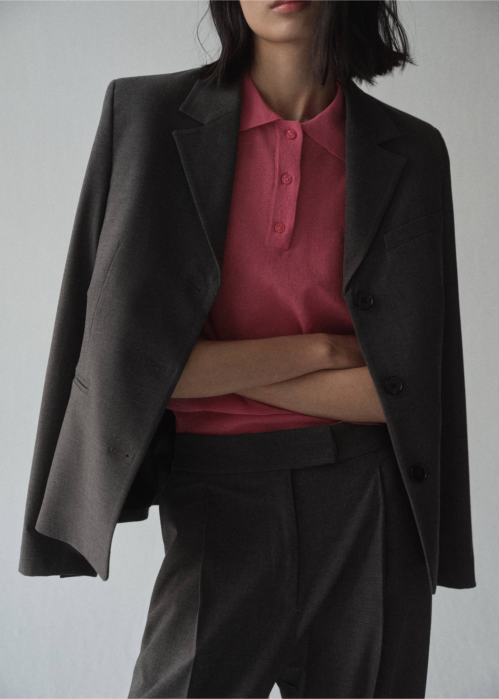 Pull-over maille col polo - Détail de l'article 6, Fuchsia. Ref: 87004084-00.